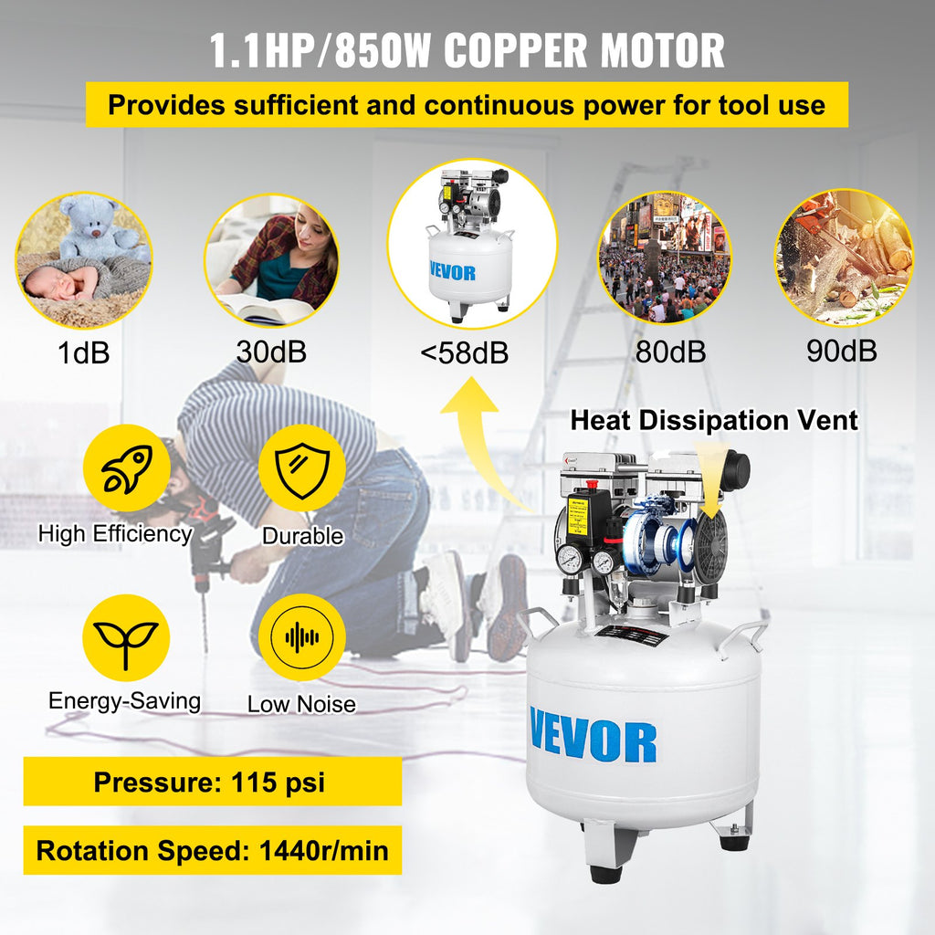 Vertikalus oro kompresorius VEVOR 40L, 850W