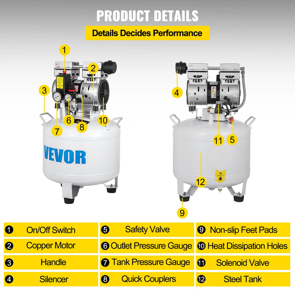 Vertikalus oro kompresorius VEVOR 40L, 850W