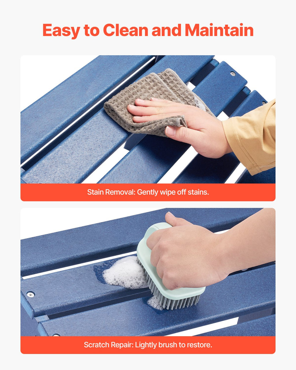 Adirondack kėdės pakojų rinkinys VEVOR LXSKU7, HDPE plastikas
