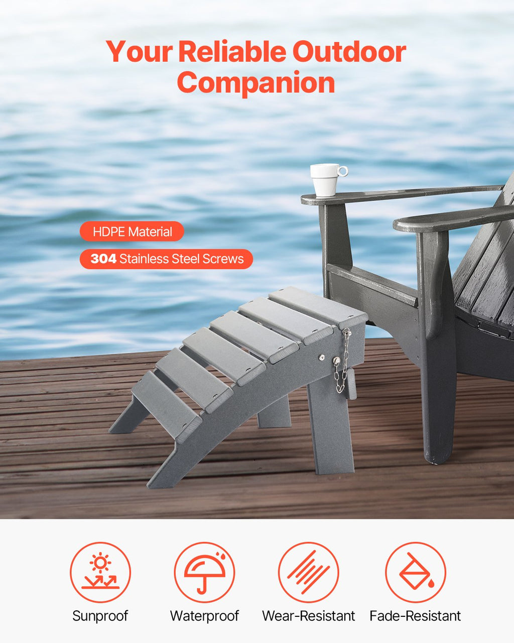 Adirondack pakojis VEVOR LXSKU6, HDPE plastikas