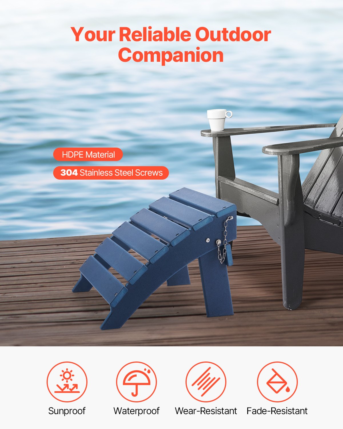 Adirondack kėdės pakojis VEVOR LXSKU5, sulankstomas, HDPE plastikas