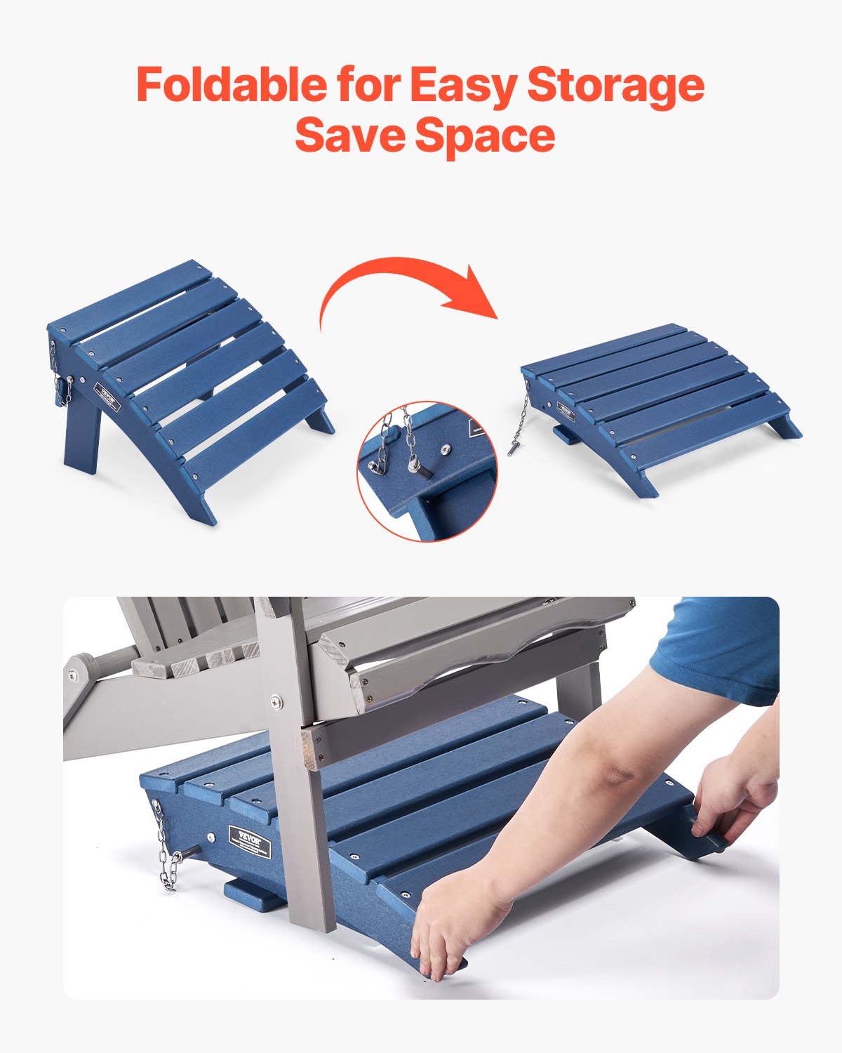 Adirondack kėdės pakojis VEVOR LXSKU5, sulankstomas, HDPE plastikas