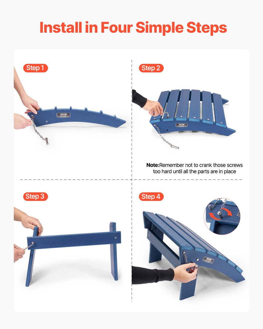 Adirondack kėdės pakojis VEVOR LXSKU5, sulankstomas, HDPE plastikas
