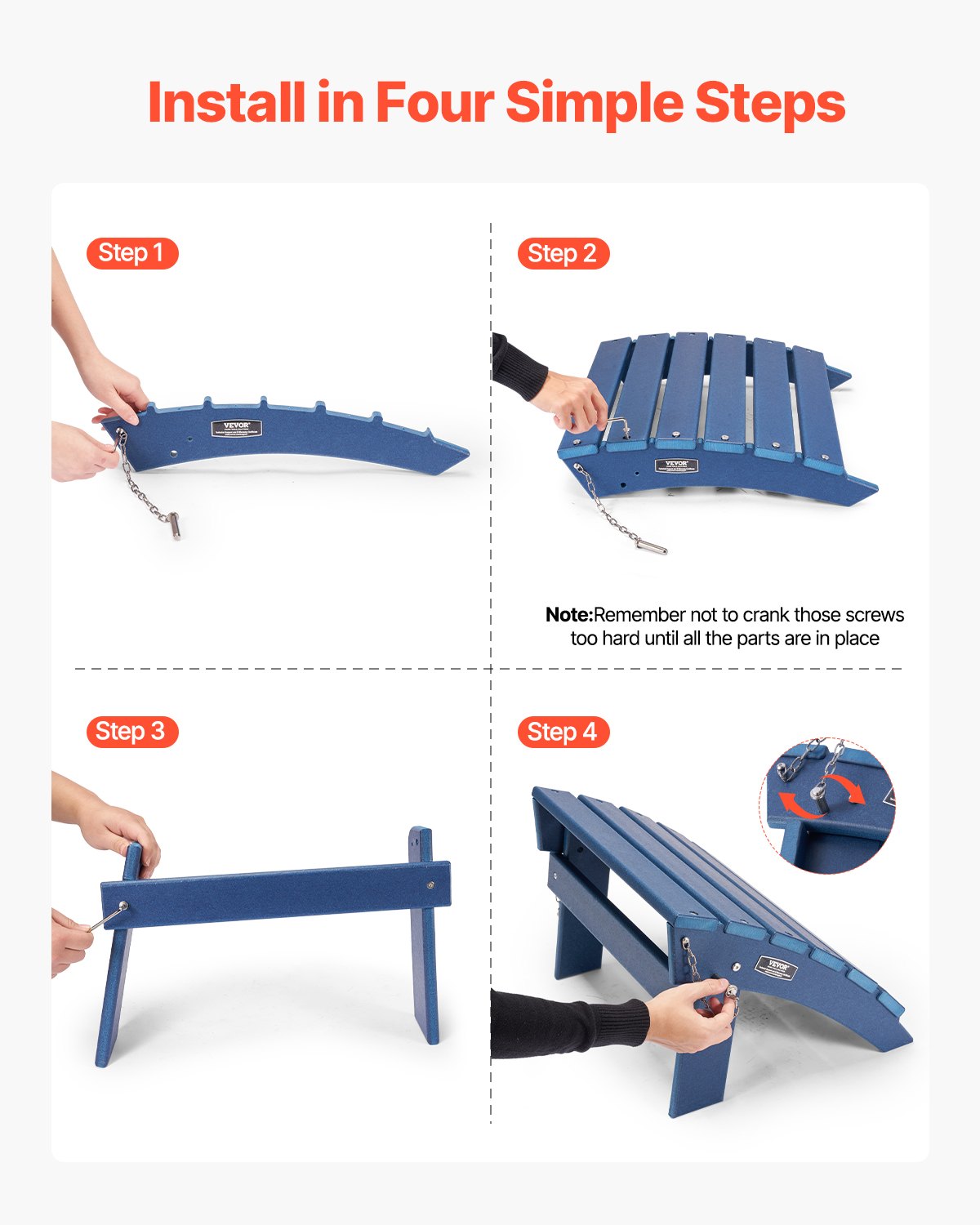 Adirondack kėdės pakojis VEVOR LXSKU5, sulankstomas, HDPE plastikas