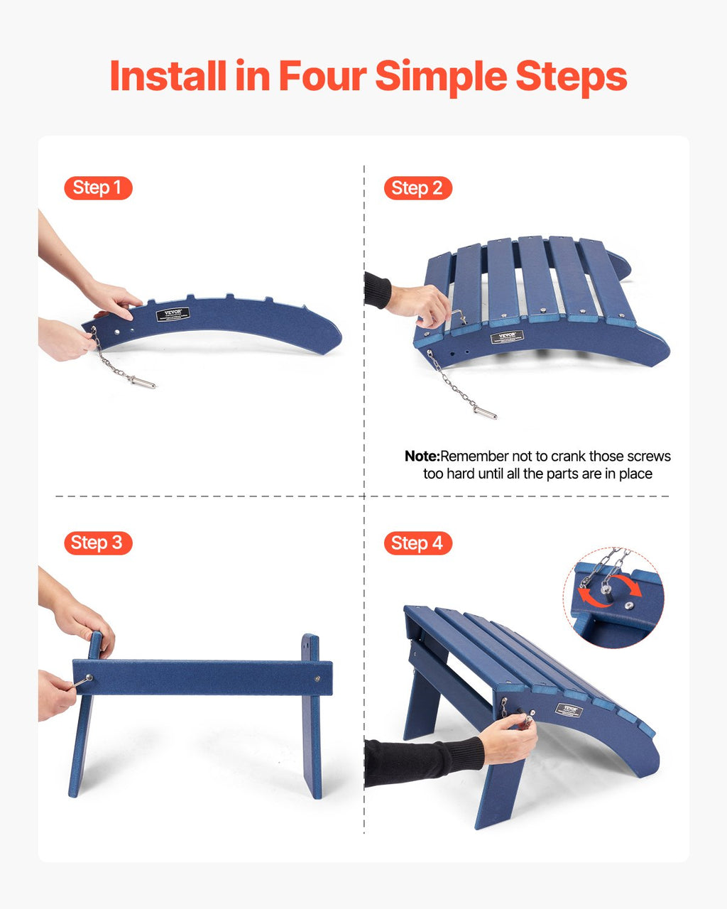 Sulankstoma kėdės atrama kojoms VEVOR LXSKU3, HDPE plastikas