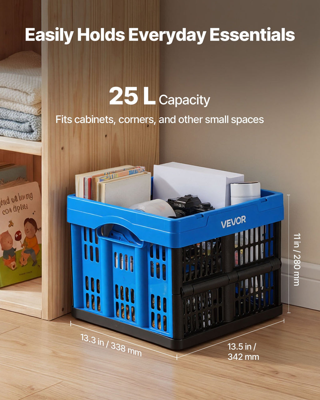 Sulankstomos plastikinės dėžės VEVOR ZJKS343428W, 25 l, 3 vnt.