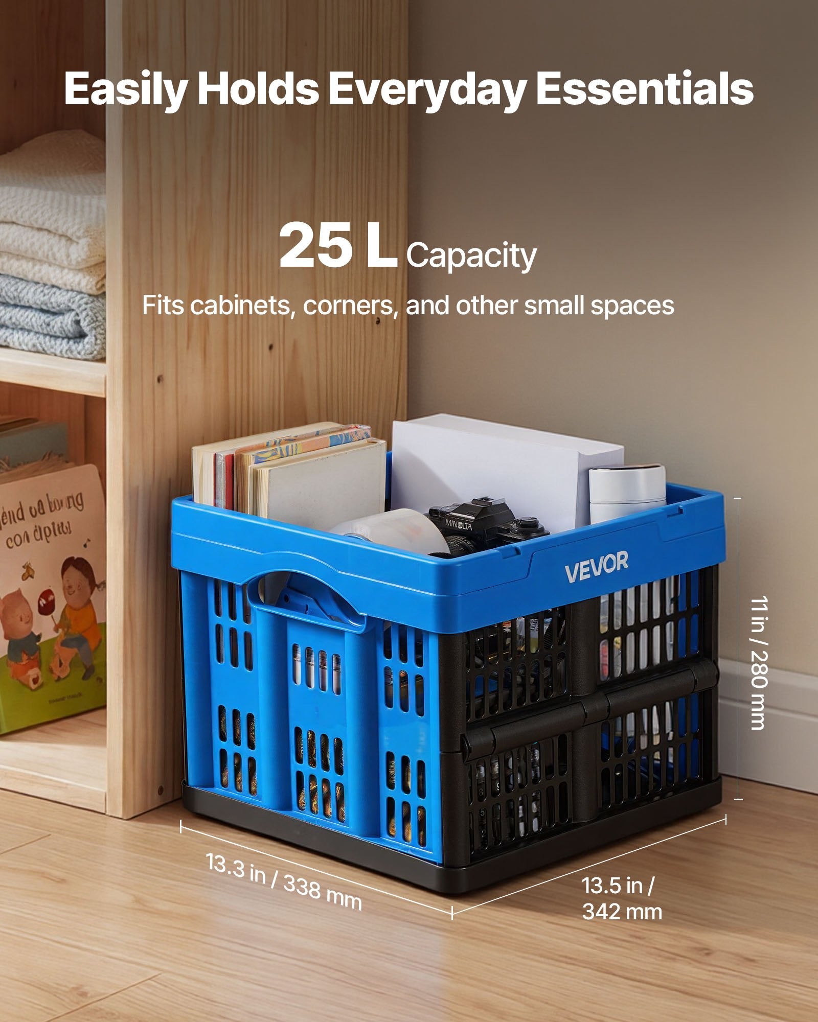 Sulankstomos plastikinės dėžės VEVOR ZJKS343428W, 25 l, 3 vnt.