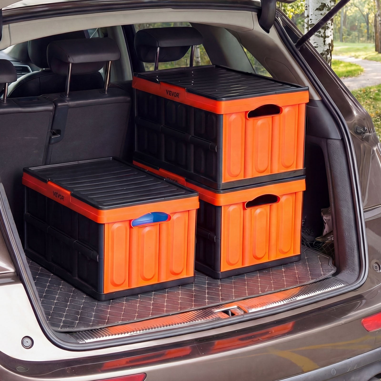 Sulankstomos plastikinės dėžės VEVOR ZJXS533630C, 45 l (3 vnt.)