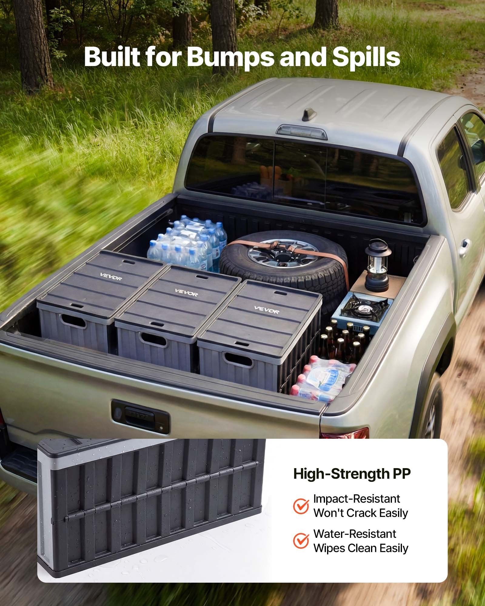 Sulankstomos plastikinės dėžės VEVOR X-6275, 65 l, 3 vnt.