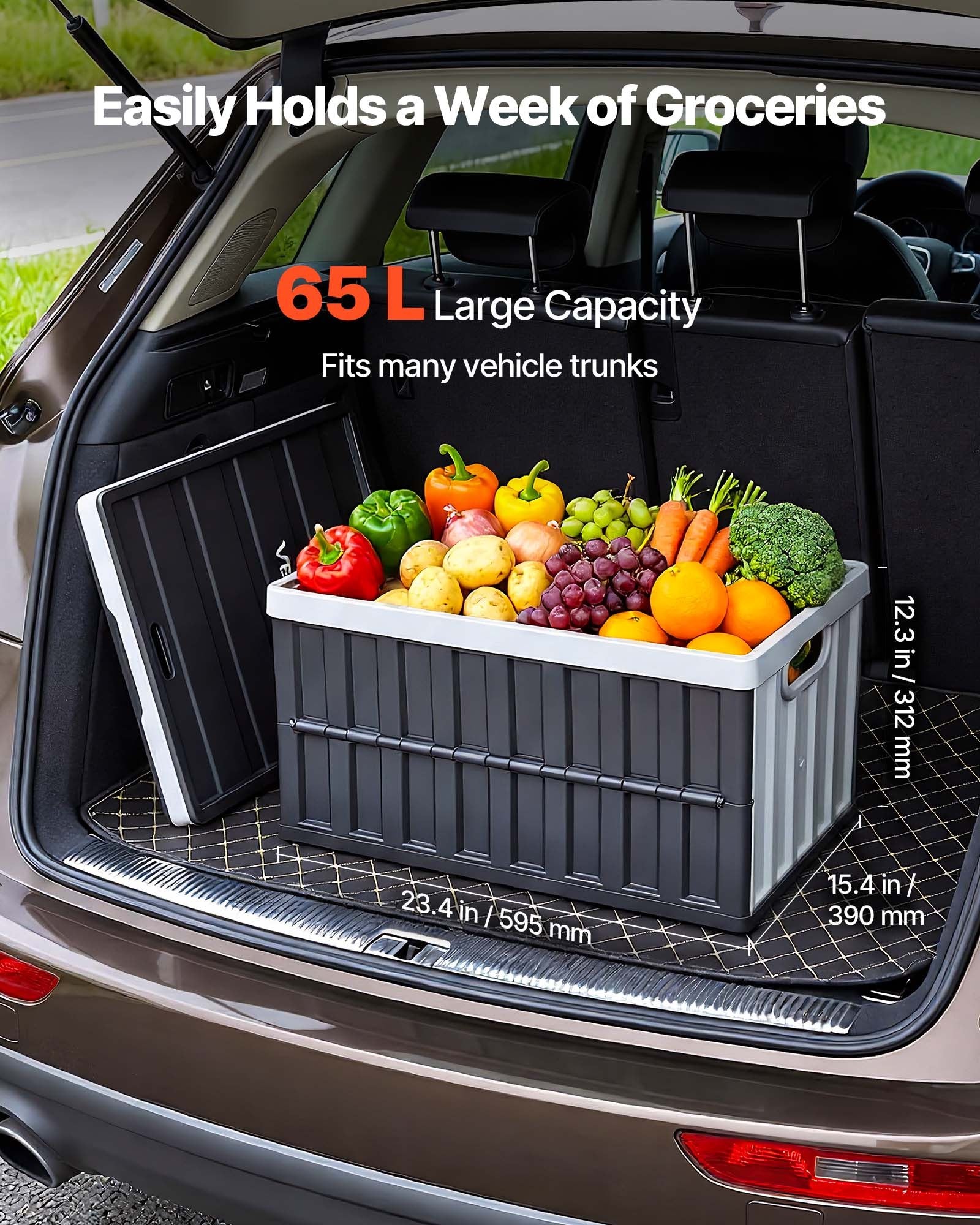 Sulankstomos plastikinės dėžės VEVOR X-6275, 65 l, 2 vnt.