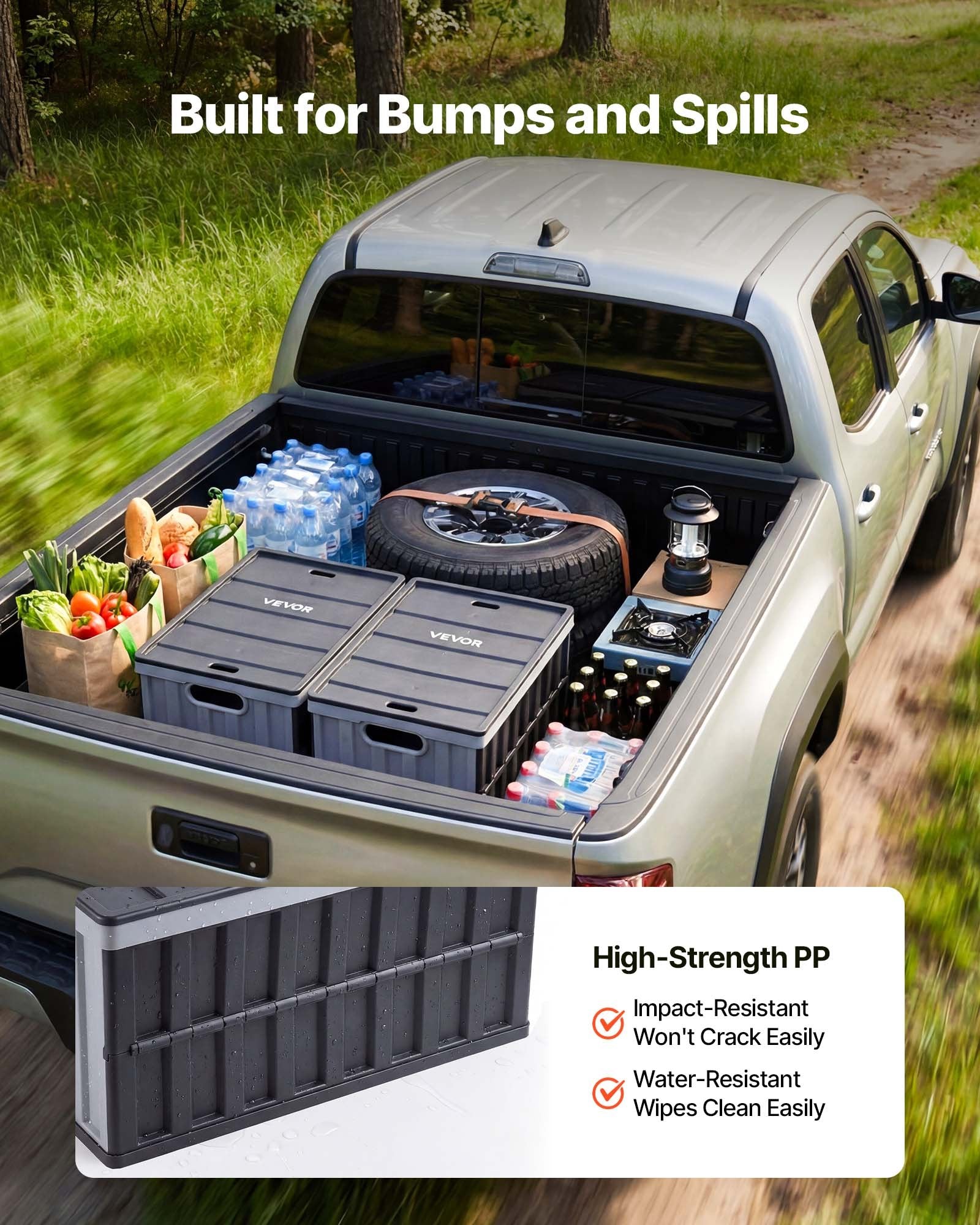 Sulankstomos plastikinės dėžės VEVOR X-6275, 65 l, 2 vnt.