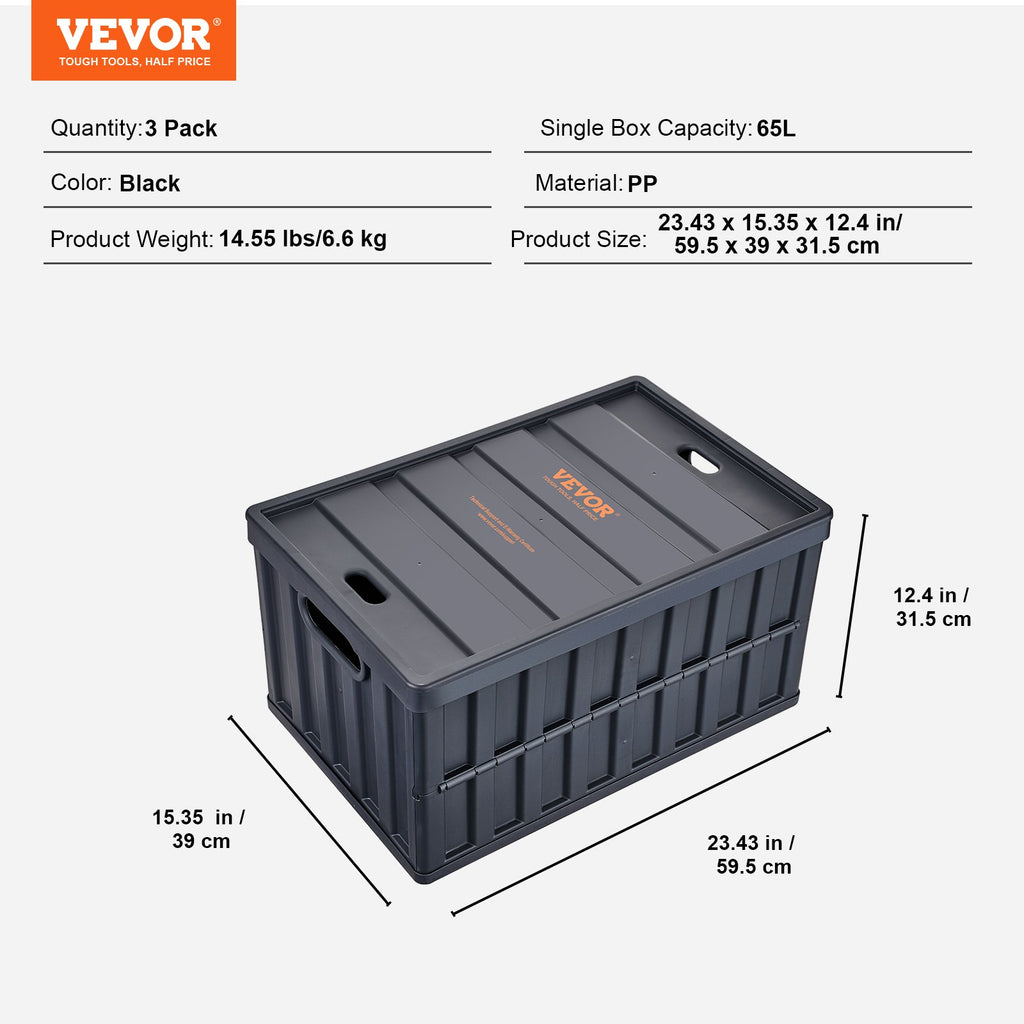 Sulankstomos daiktų saugojimo dėžės VEVOR X-6275, 65 l