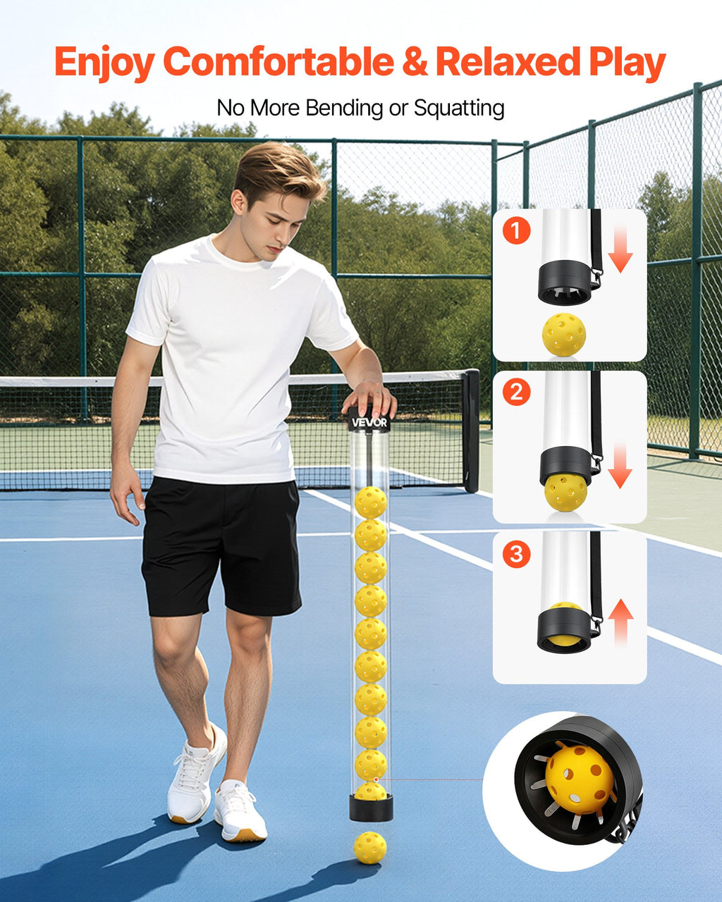 Teniso ir „Pickleball“ kamuoliukų krepšys VEVOR JQ-LV150S, 150 kamuoliukų talpa