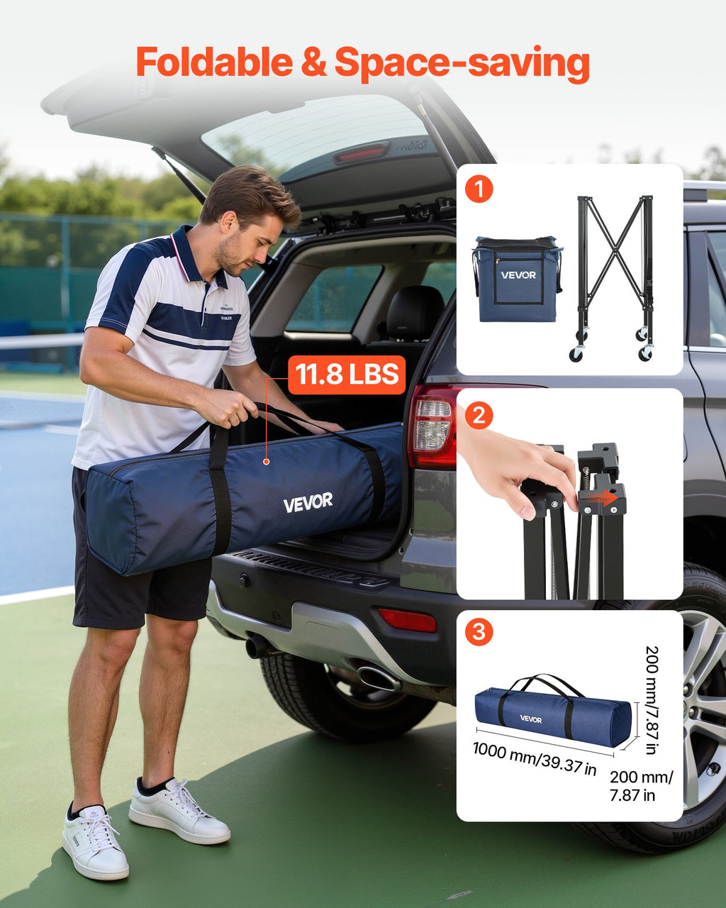 Teniso ir „Pickleball“ kamuoliukų krepšys VEVOR JQ-LV150S, 150 kamuoliukų talpa