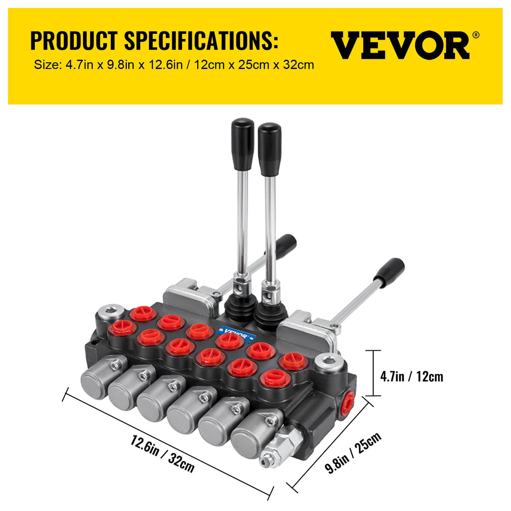 Hidraulinis skirstytuvas VEVOR 6Spool114500, 6 sekcijų, 40 l/min