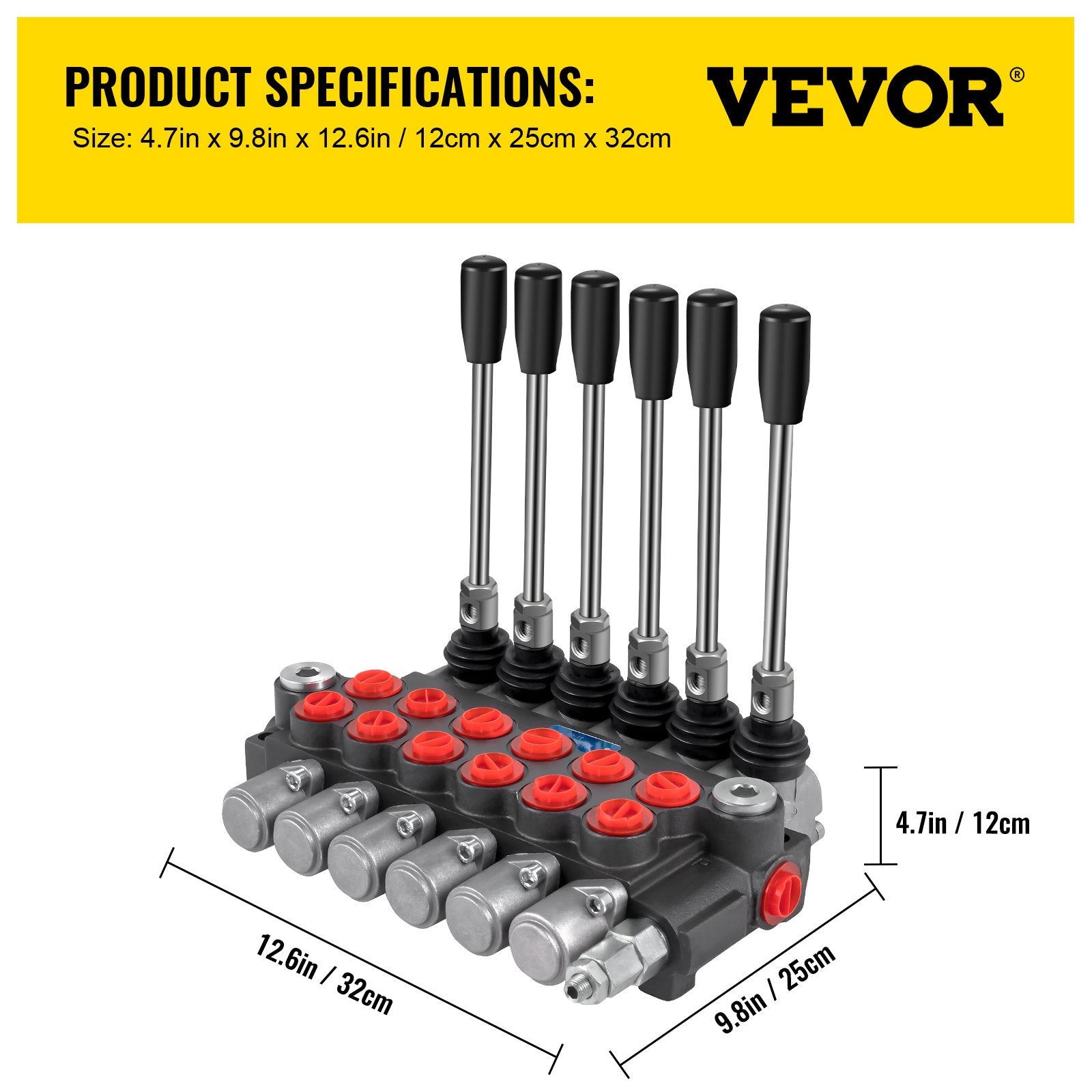 Hidraulinis skirstytuvas VEVOR 6spool113600, 6 sekcijų, 40 l/min.