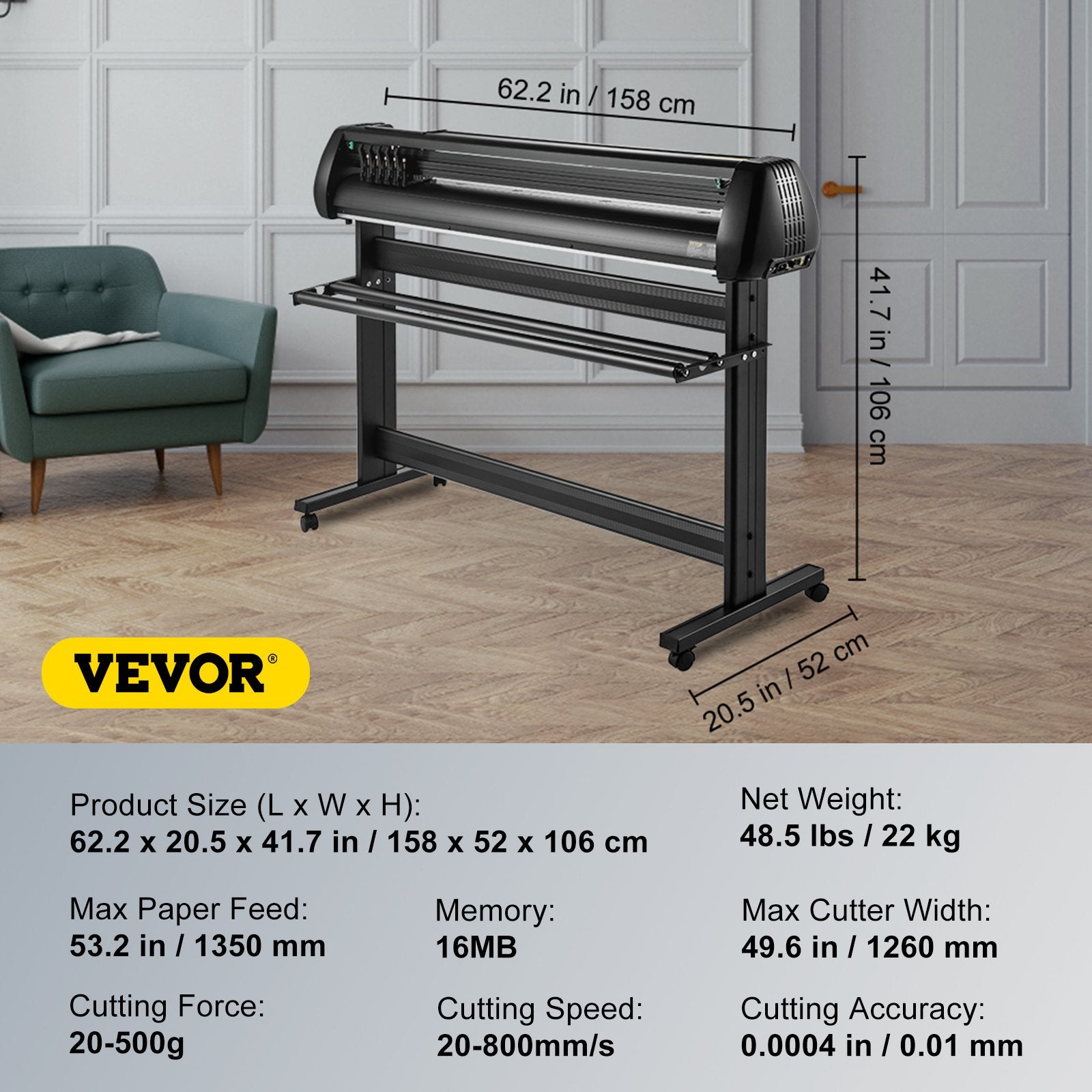 Plėvelės pjaustyklė (ploteris) VEVOR SK-1350L, 1350 mm