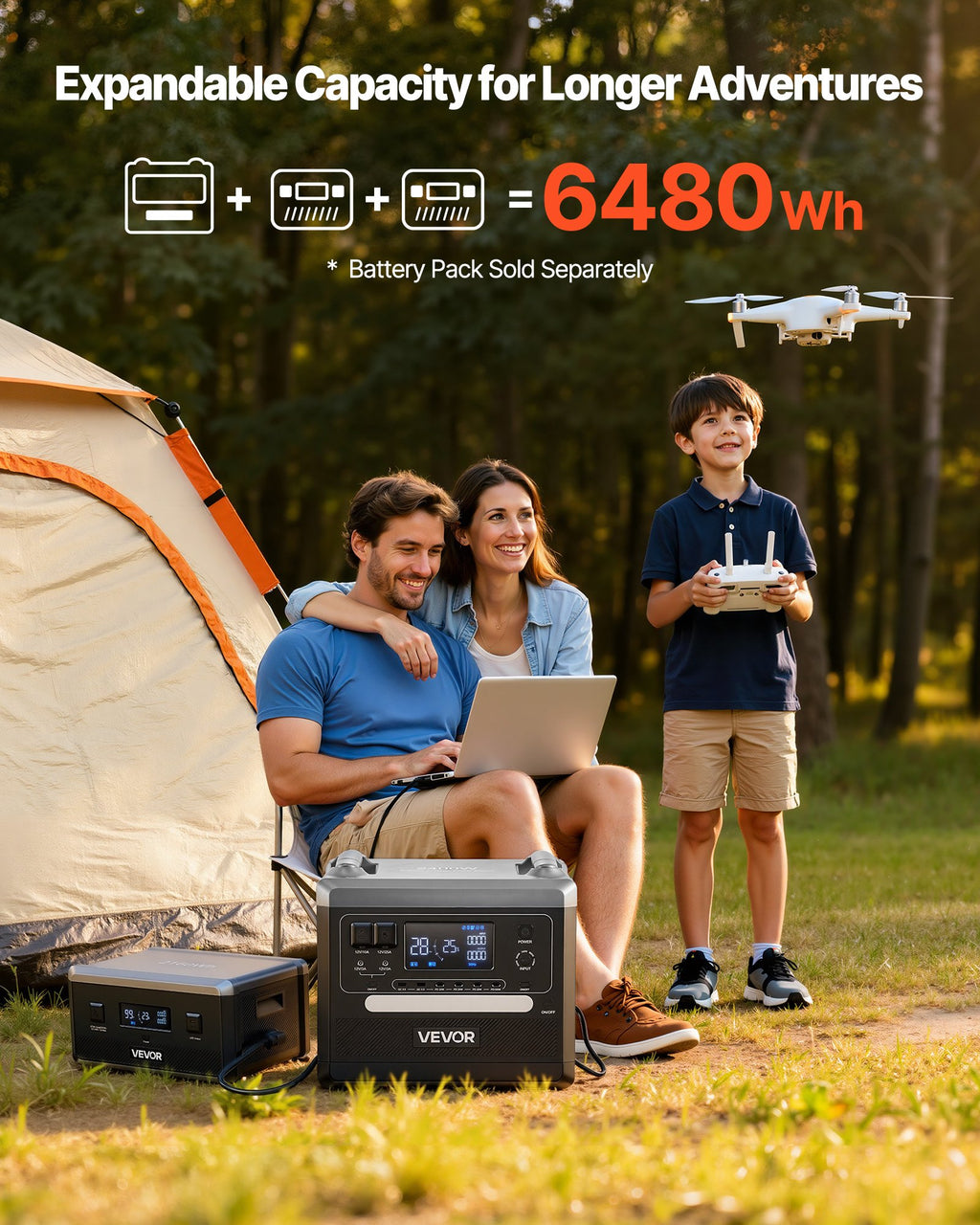 Nešiojama įkrovimo stotelė VEVOR 2400W, 2160Wh