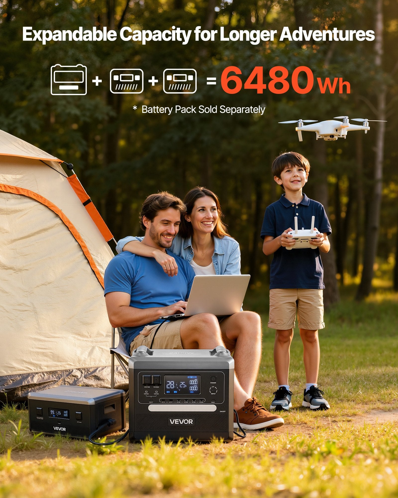 Nešiojama įkrovimo stotelė VEVOR 2400W, 2160Wh