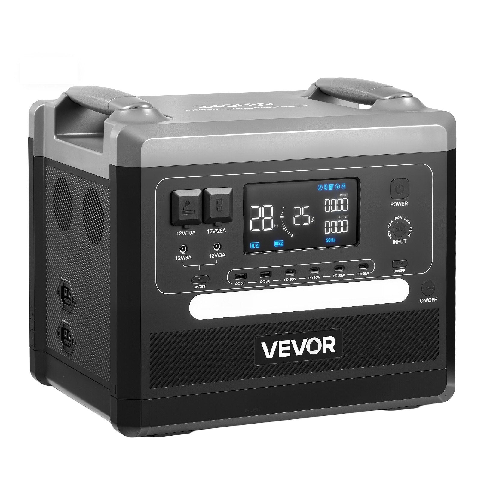 Nešiojama įkrovimo stotelė VEVOR Q2400Pro, 2400W 2160Wh