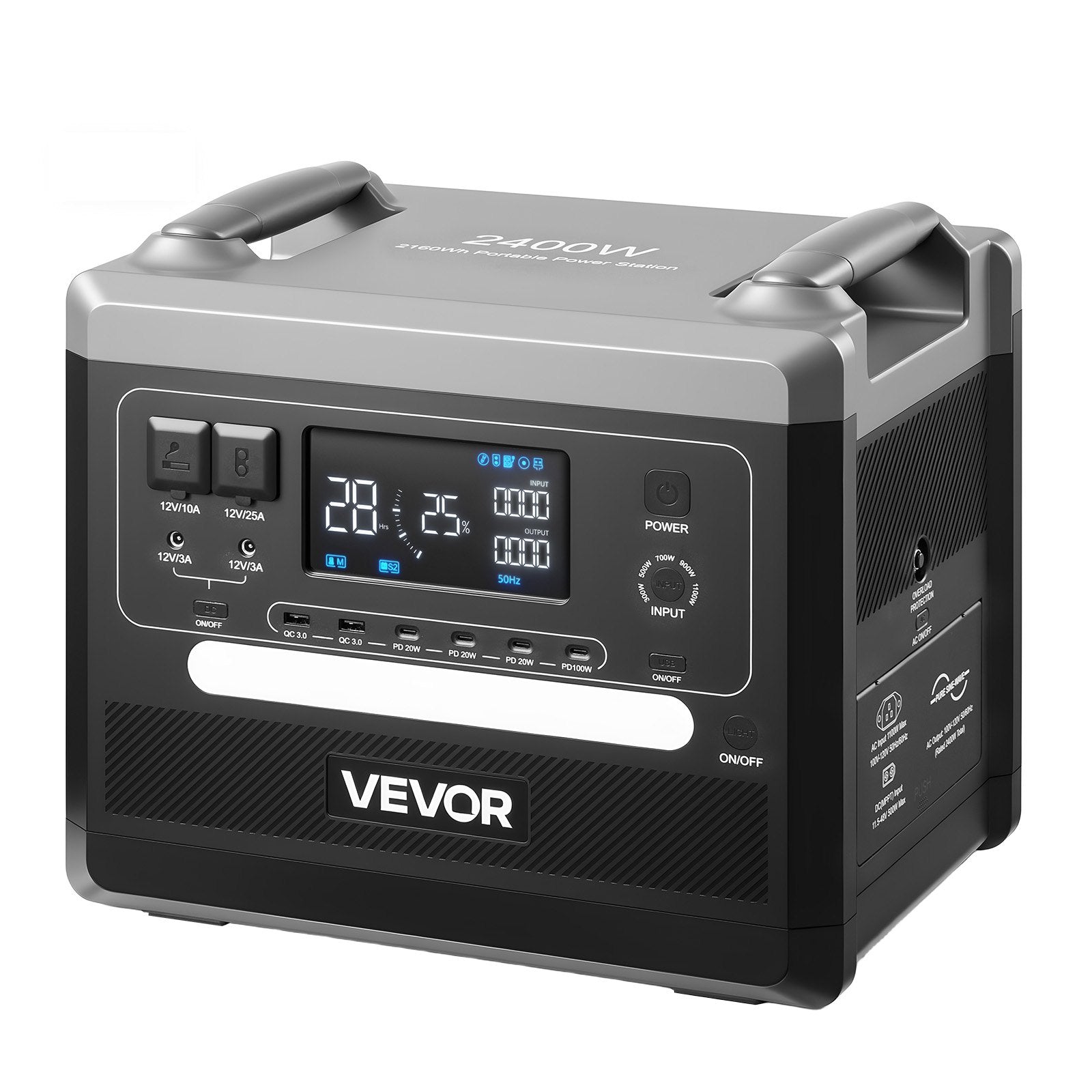 Nešiojama įkrovimo stotelė VEVOR Q2400Pro, 2400W 2160Wh