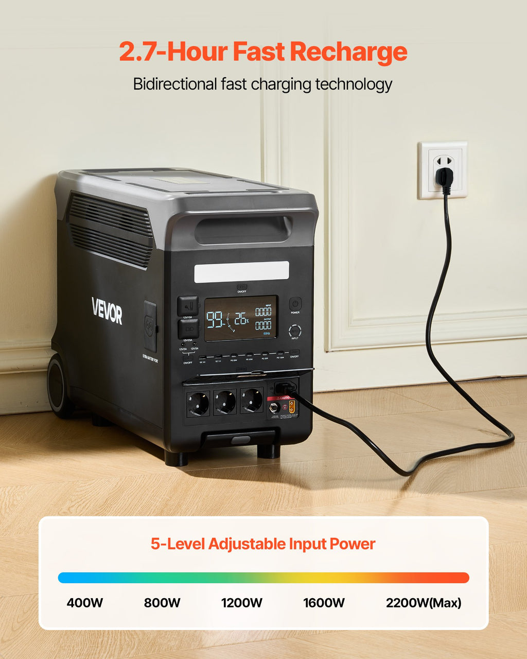 Nešiojama įkrovimo stotelė VEVOR Q3600Pro, 3600W