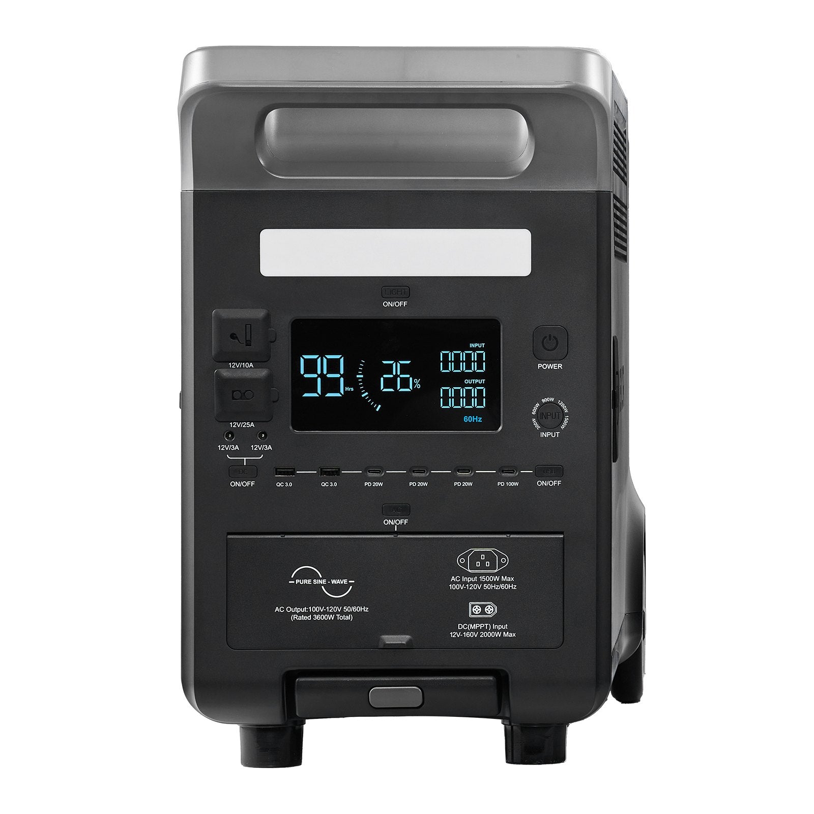 Nešiojama įkrovimo stotelė VEVOR Q3600Pro, 3600W