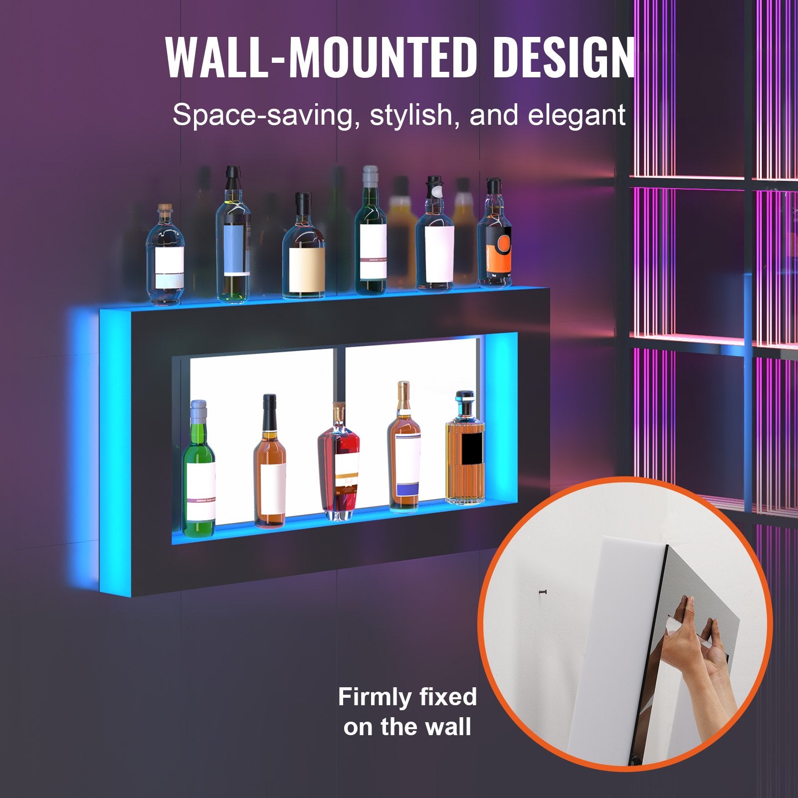 LED apšviesta gėrimų lentyna VEVOR OK-S-48, 121 cm ilgio