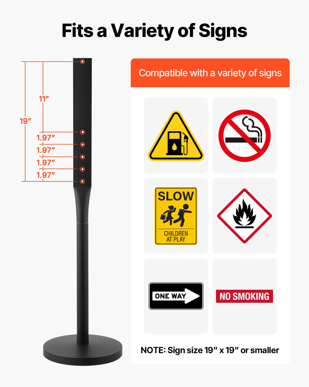 Nešiojami ženklų stovai VEVOR DM-PK-2, 1230 mm aukščio, 2 vnt.