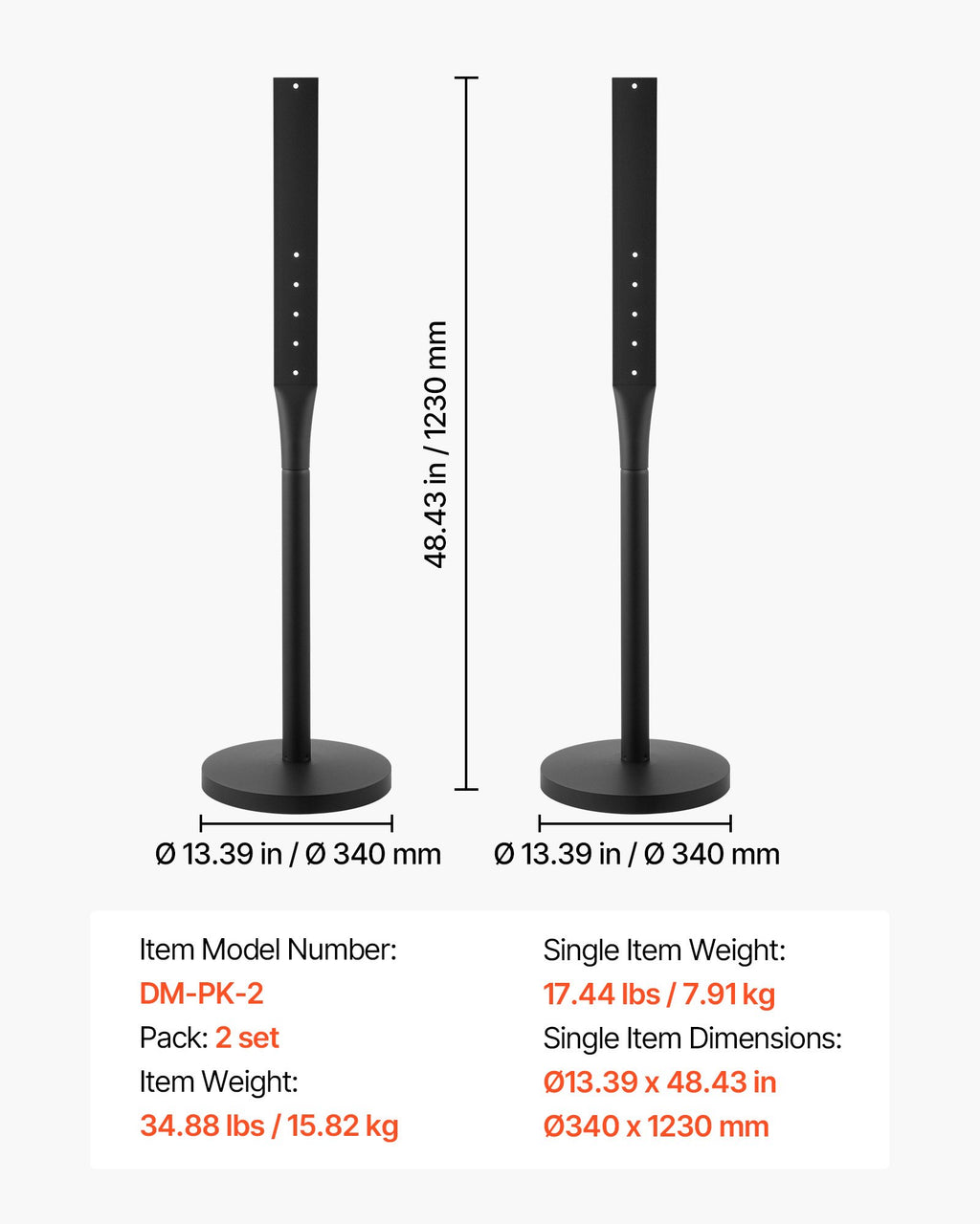 Nešiojami ženklų stovai VEVOR DM-PK-2, 1230 mm aukščio, 2 vnt.