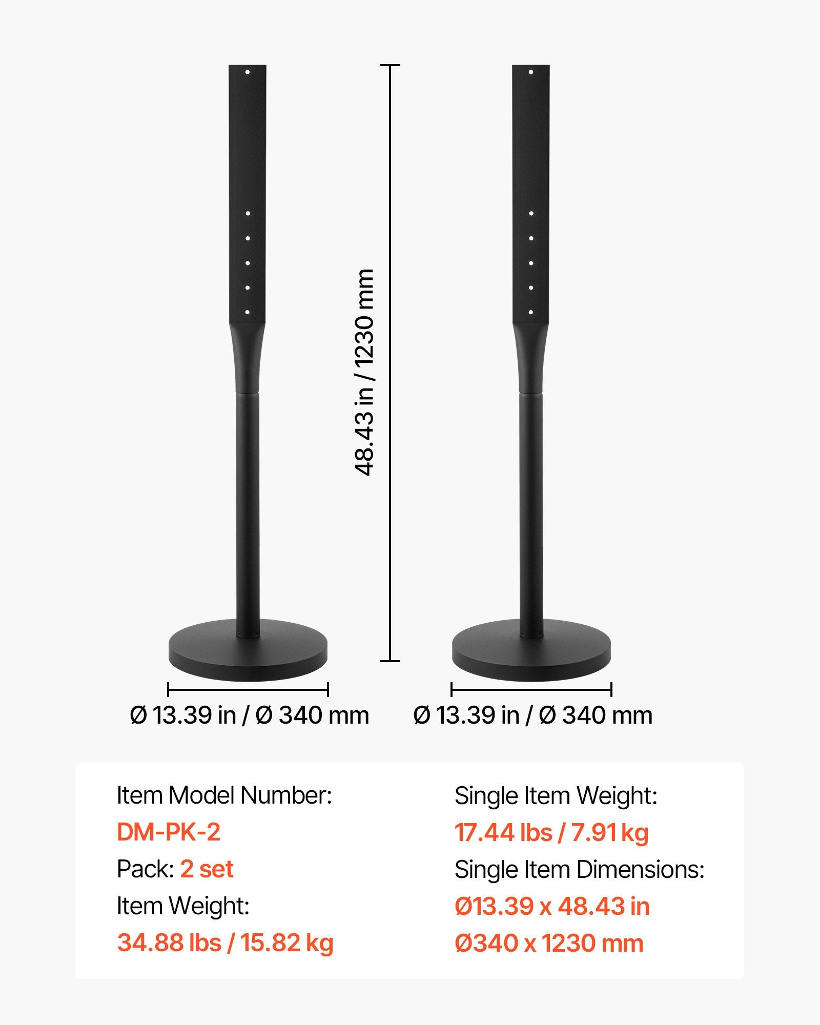 Nešiojami ženklų stovai VEVOR DM-PK-2, 1230 mm aukščio, 2 vnt.