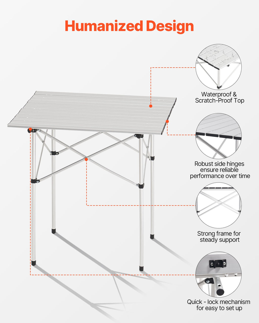 Sulankstomas kempingo stalas VEVOR GV-Z70, 70x70 cm