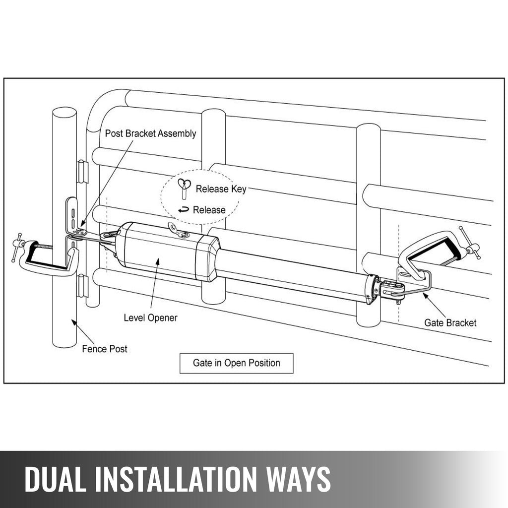 Automatinis dvivėrių vartų atidarytuvas VEVOR 457mm, 80 W
