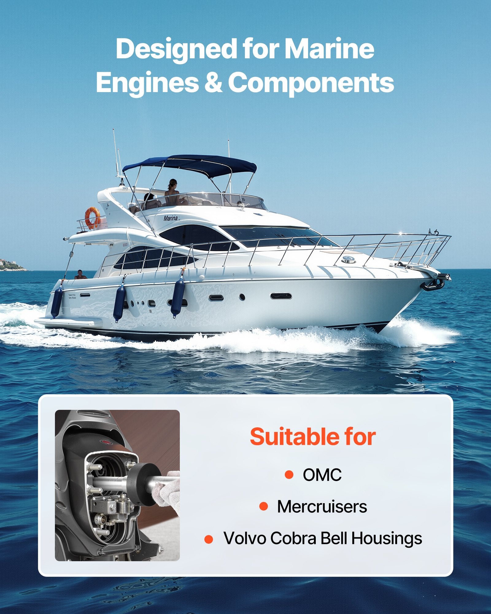 Variklio centravimo ir guolių ištraukimo įrankių rinkinys VEVOR XC2083, suderinamas su Mercruiser, OMC, Volvo Cobra