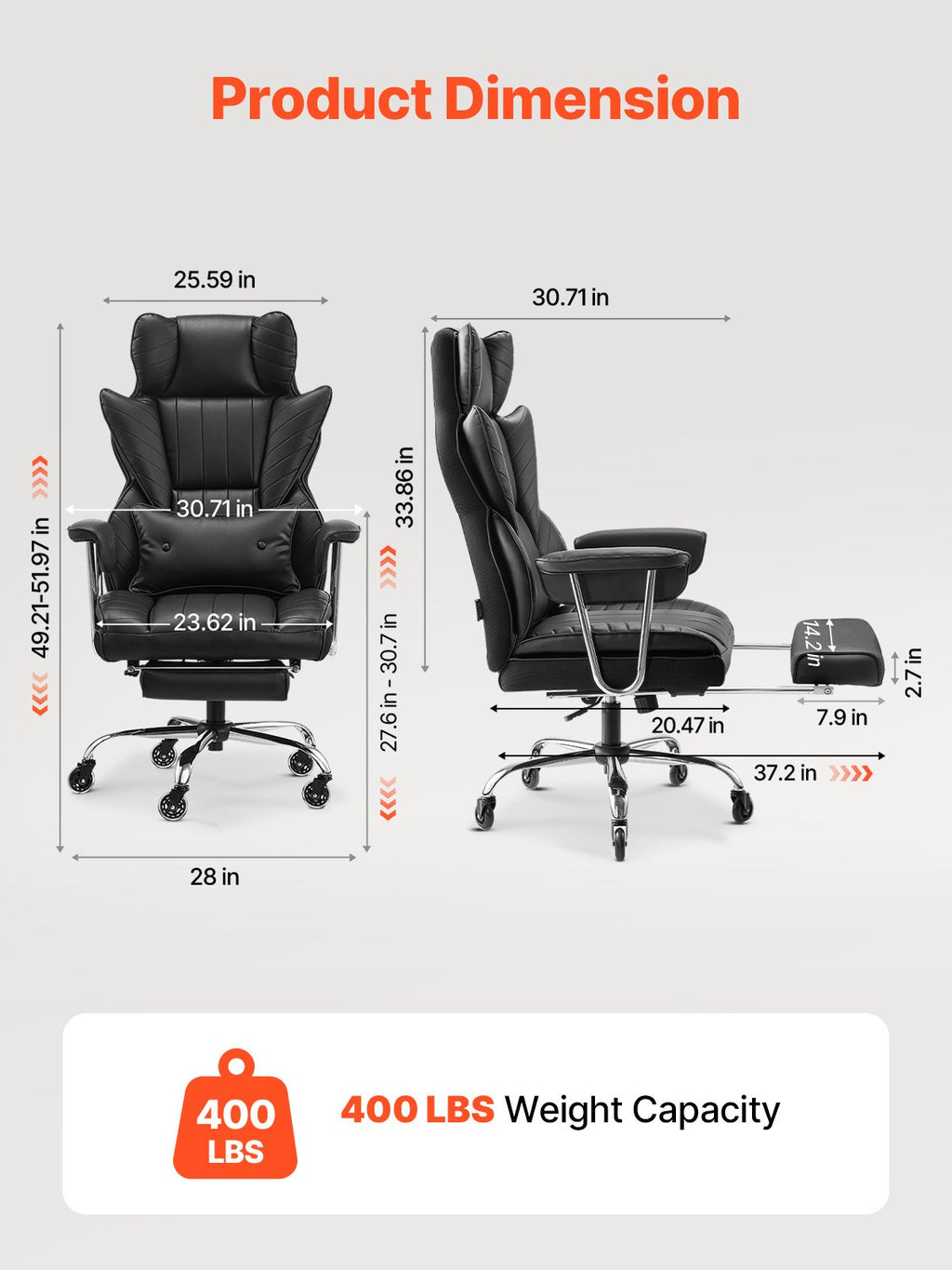 Vadovo biuro kėdė VEVOR GF-82724H, 181 kg keliamoji galia