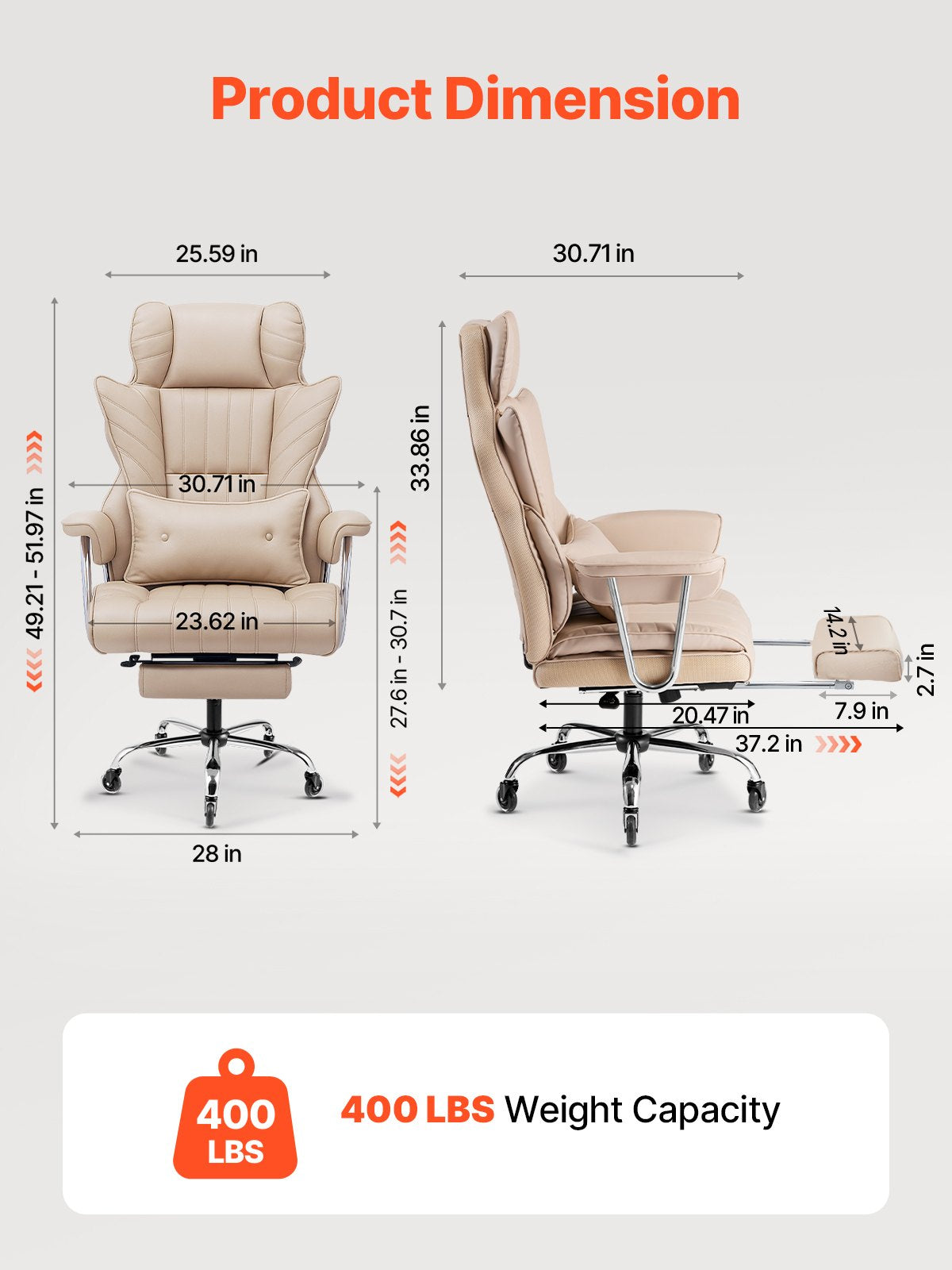Vadovo biuro kėdė VEVOR GF-82724H-2, 181 kg apkrova