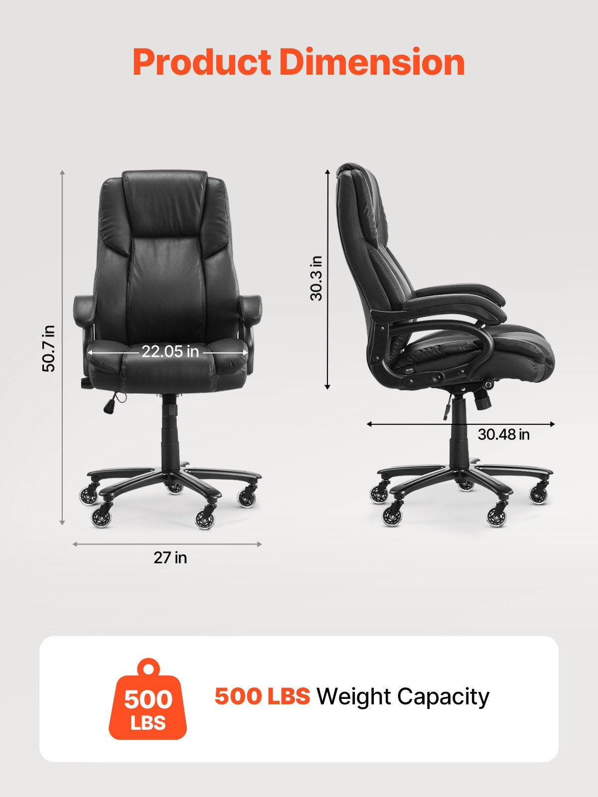 Vadovo kėdė VEVOR HC-2851, iki 227 kg apkrova