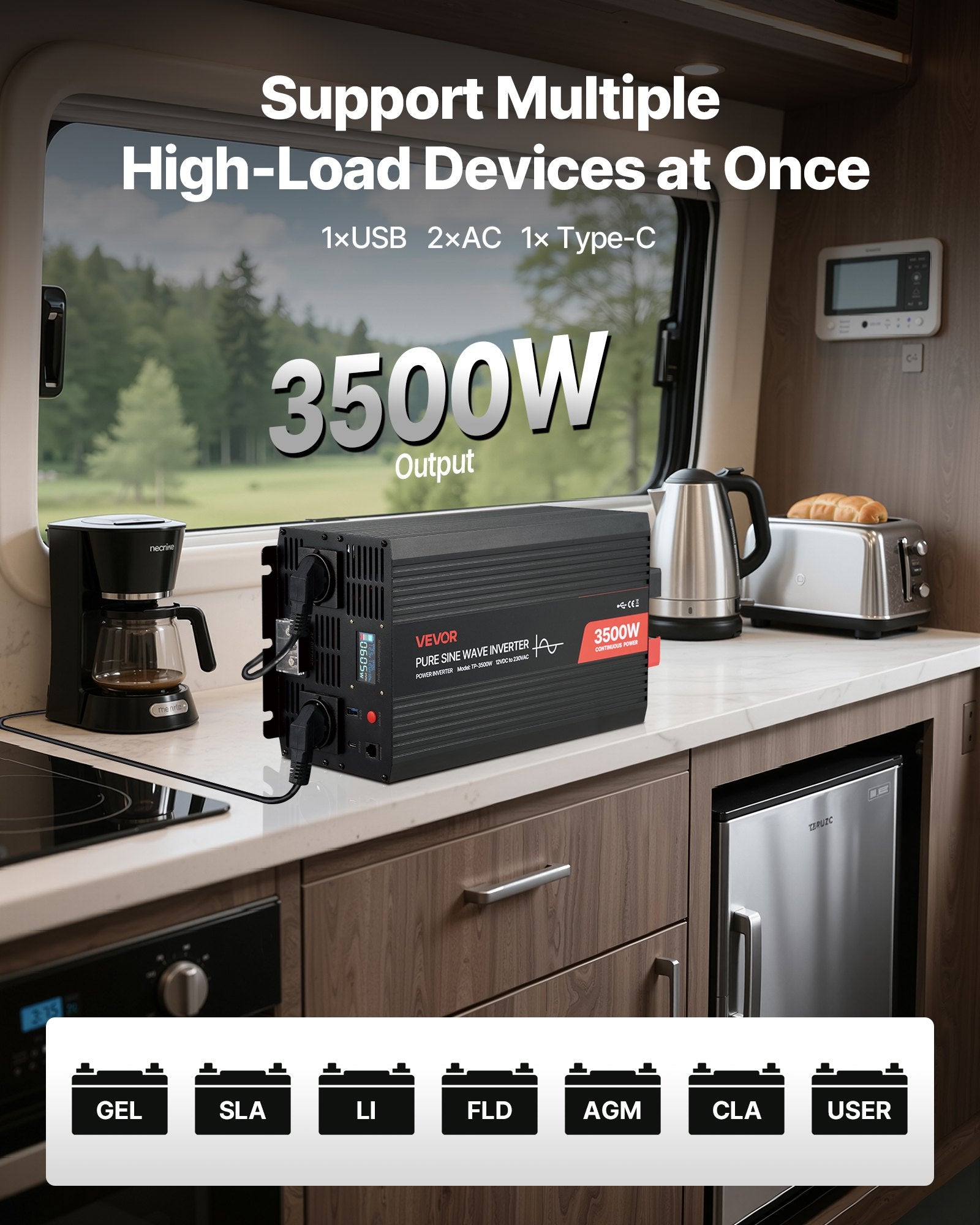 Įtampos keitiklis VEVOR TP-3500W, 3500W