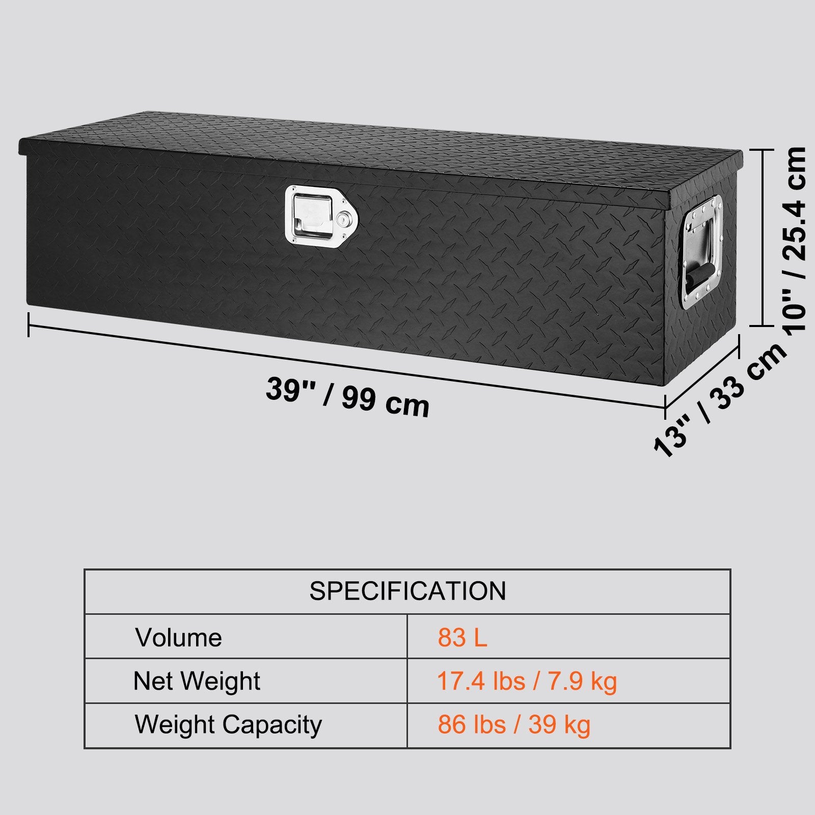 Pikapo įrankių dėžė VEVOR JL-TB19-2, 990 x 330 x 254 mm