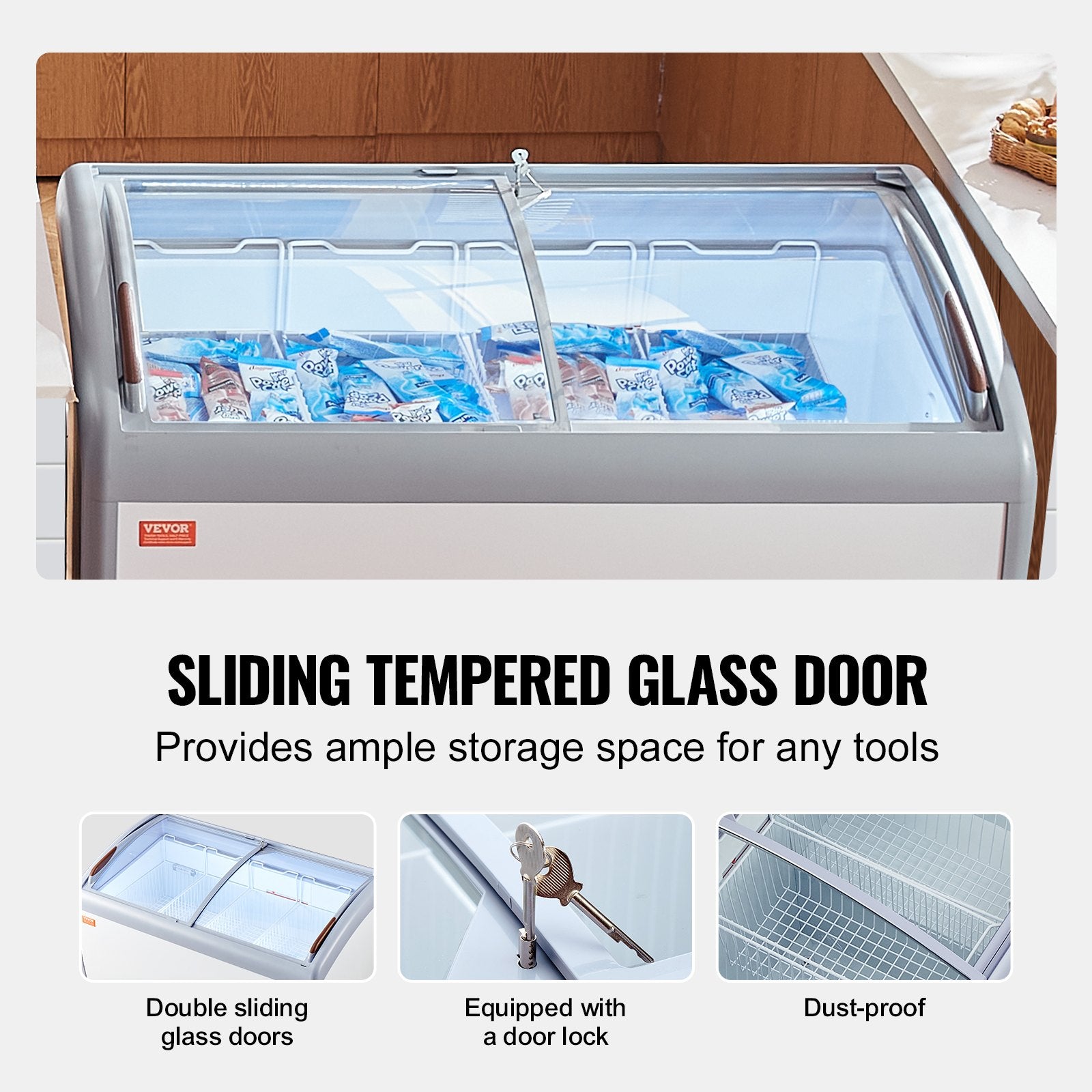 Pramoninė ledų vitrina VEVOR RI-360A, 362 l