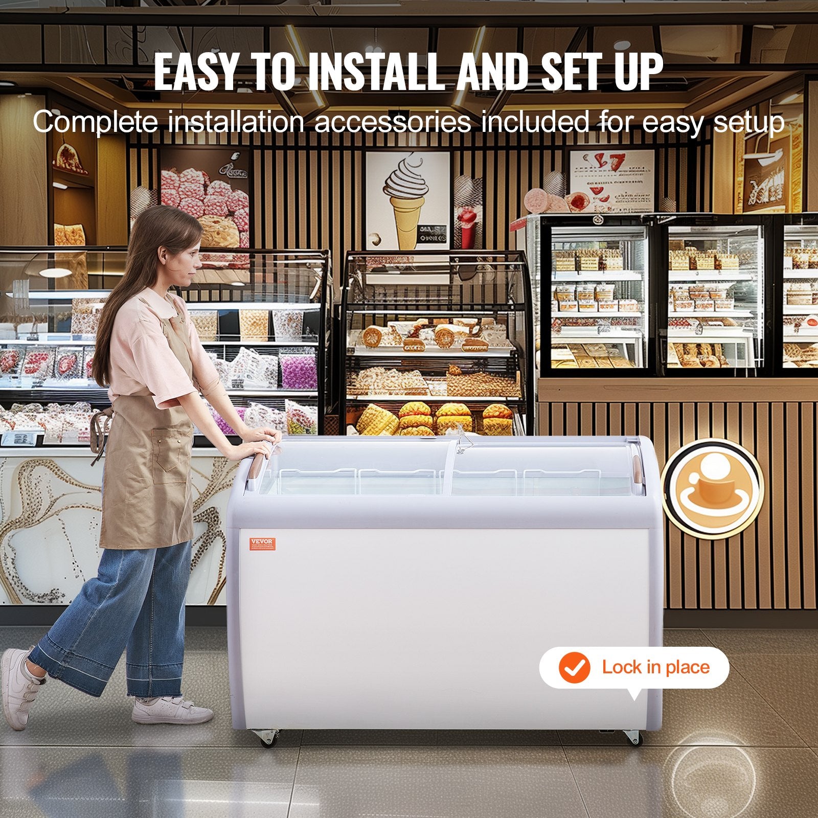 Pramoninė ledų vitrina VEVOR RI-360A, 362 l