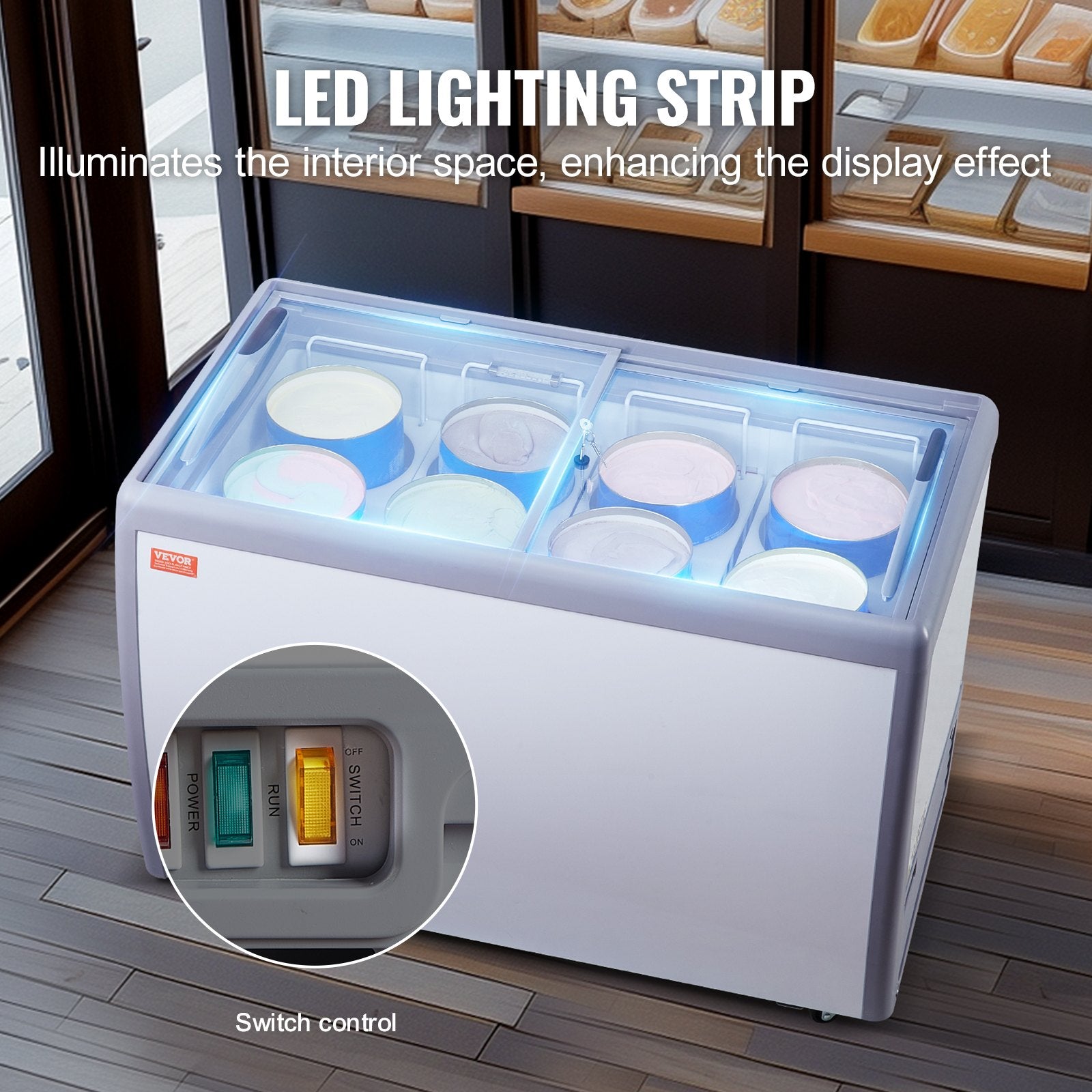 Ledų vitrina VEVOR RI-360DC, 370 l
