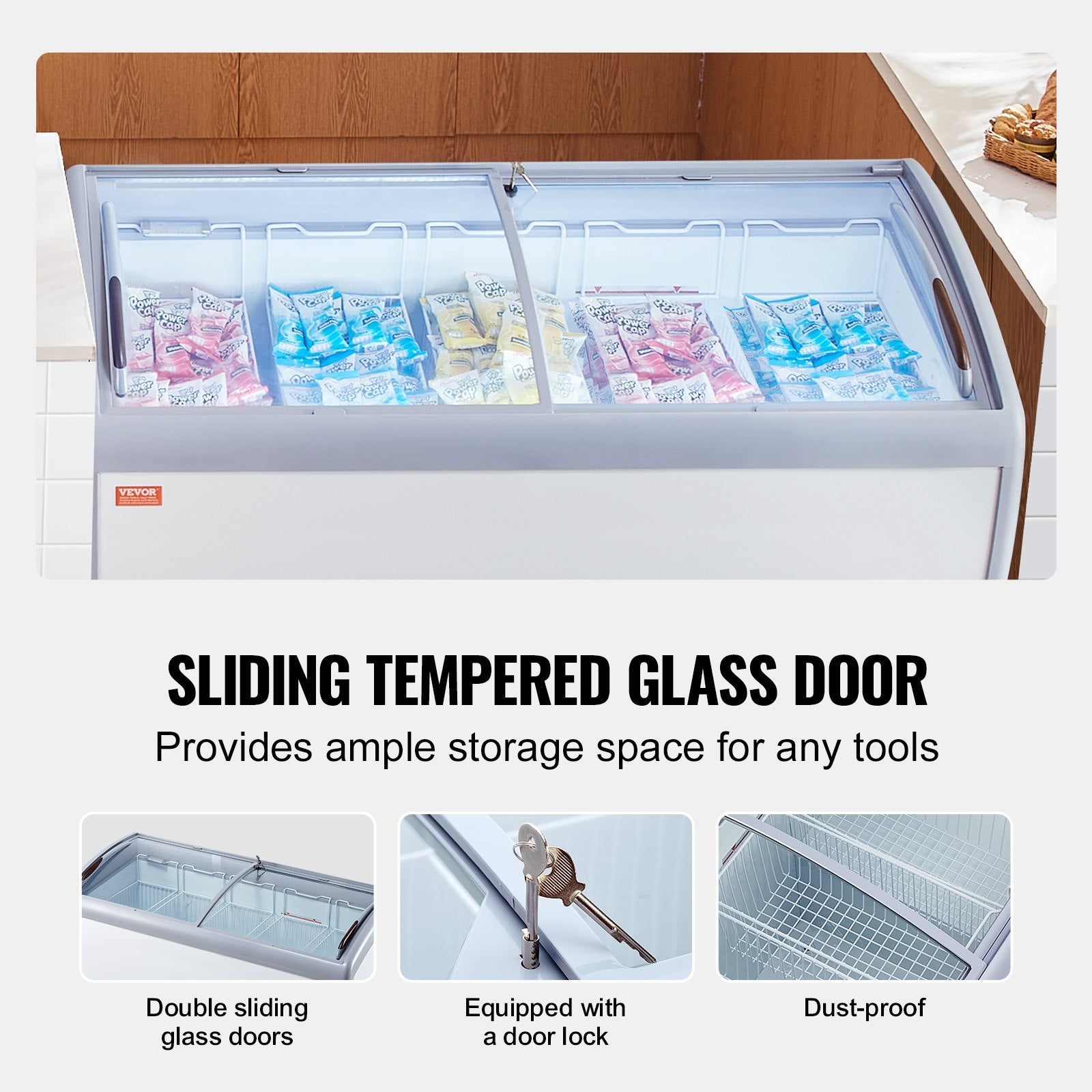 Ledų vitrina-šaldiklis VEVOR RI-460A, 460 l