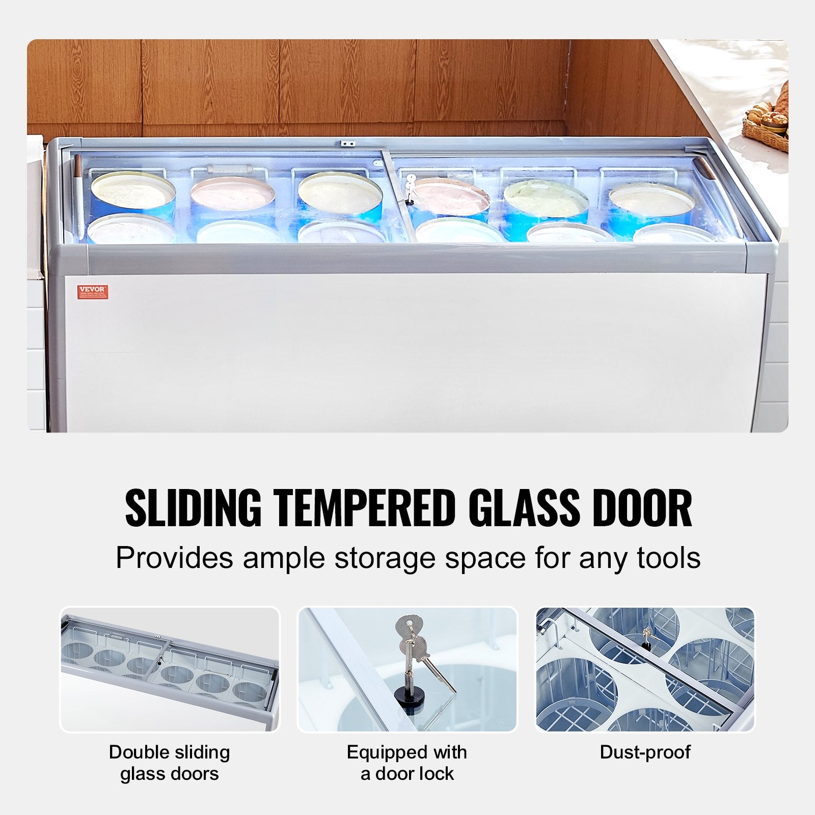 Ledų vitrina-šaldiklis VEVOR RI-560DC, 567 l