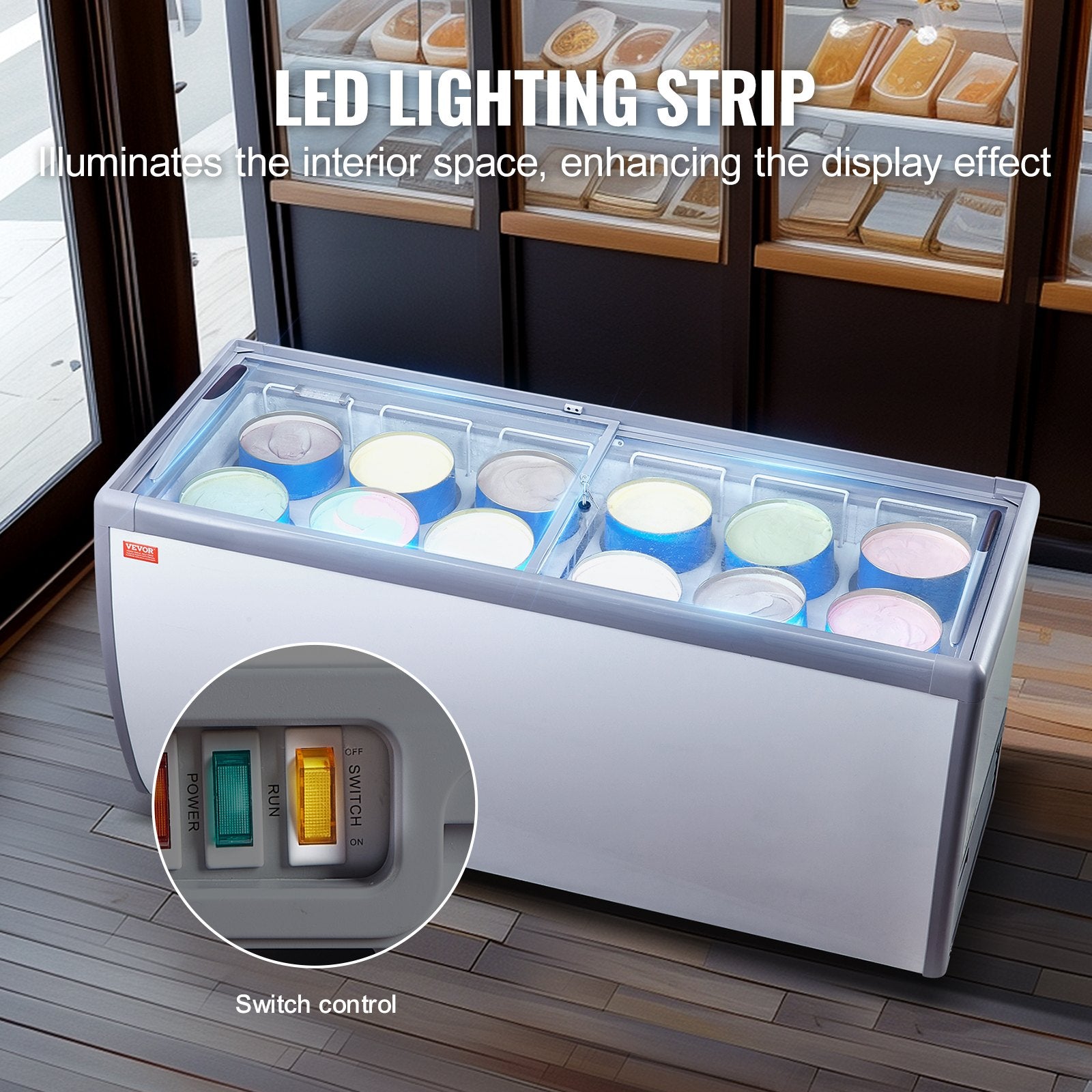 Ledų vitrina-šaldiklis VEVOR RI-560DC, 567 l
