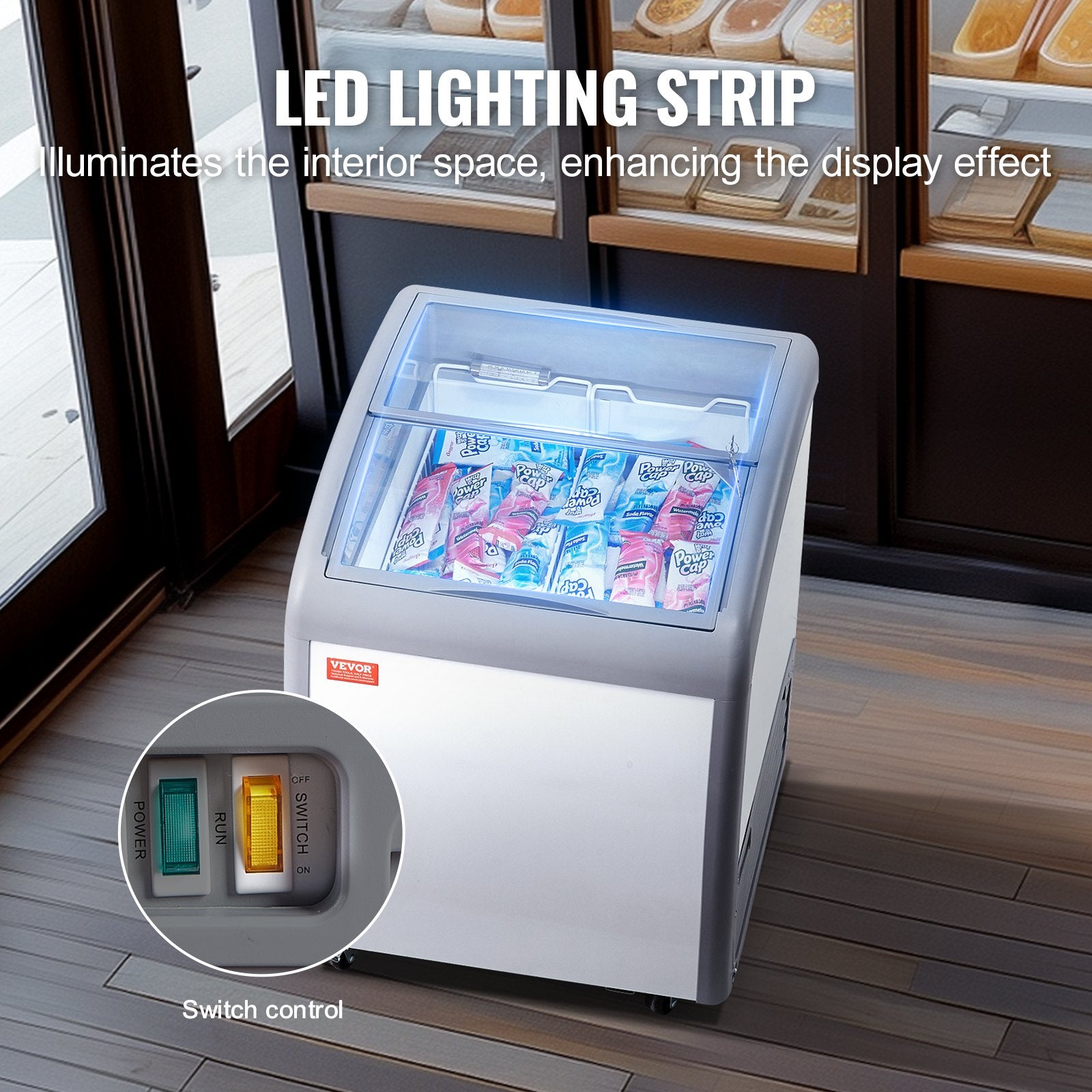 Ledų vitrina-šaldiklis VEVOR RI-160A, 154 l