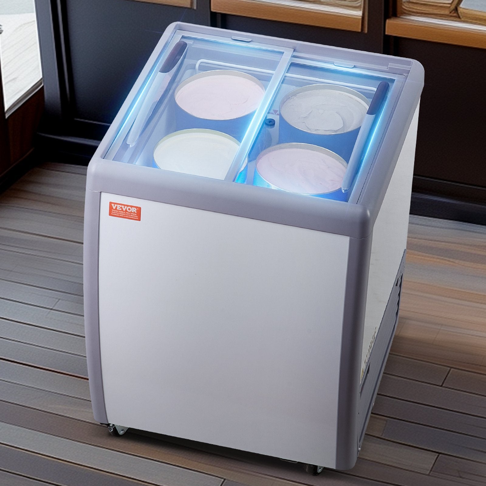 Ledų vitrina-šaldiklis VEVOR RI-160DC, 158 L