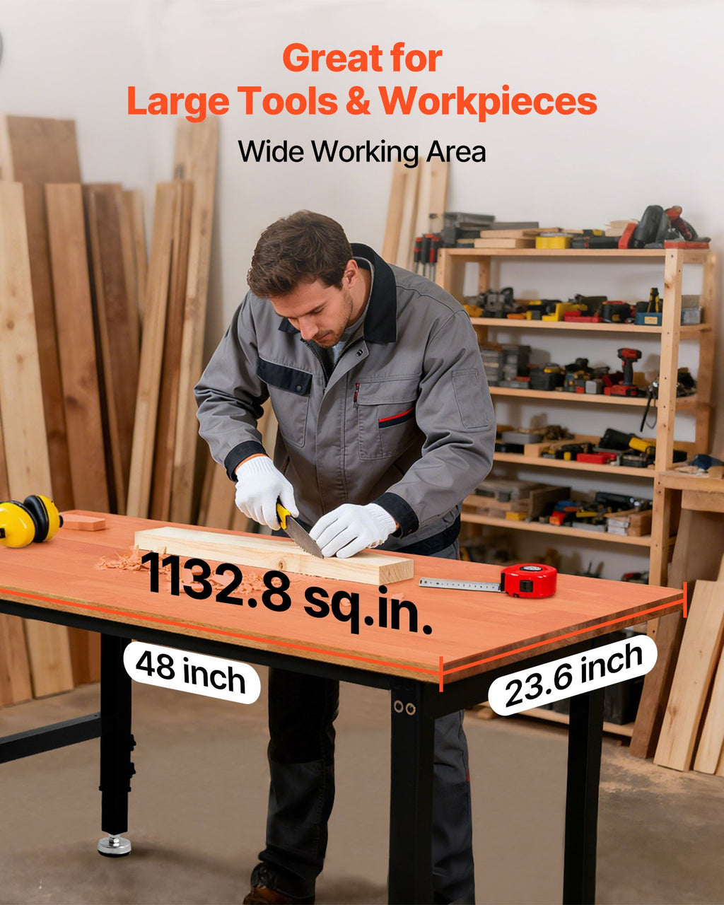 Reguliuojamo aukščio darbastalis VEVOR WB4823, 680 kg keliamoji galia
