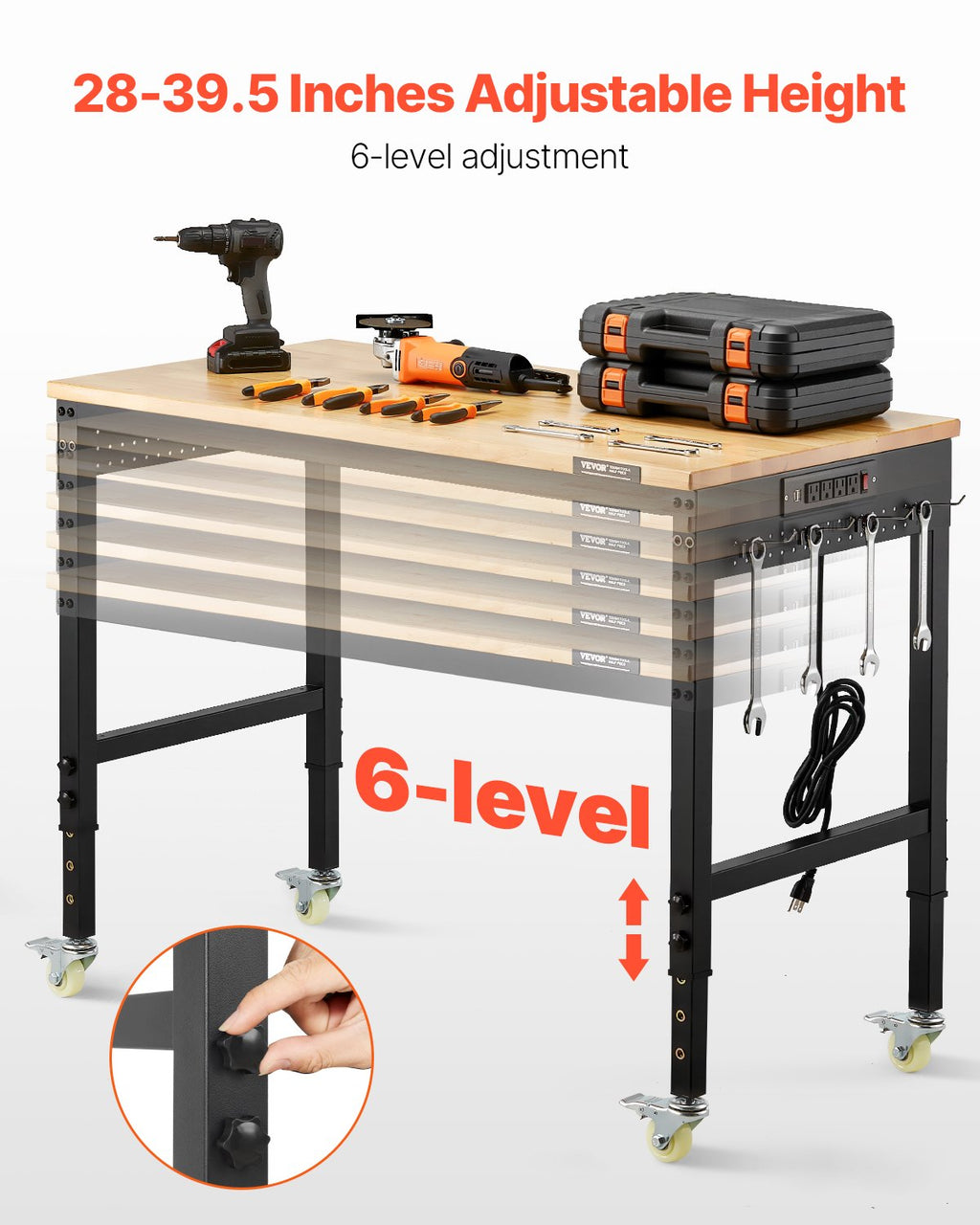 Reguliuojamo aukščio darbastalis VEVOR FGM4824V, 907 kg apkrova