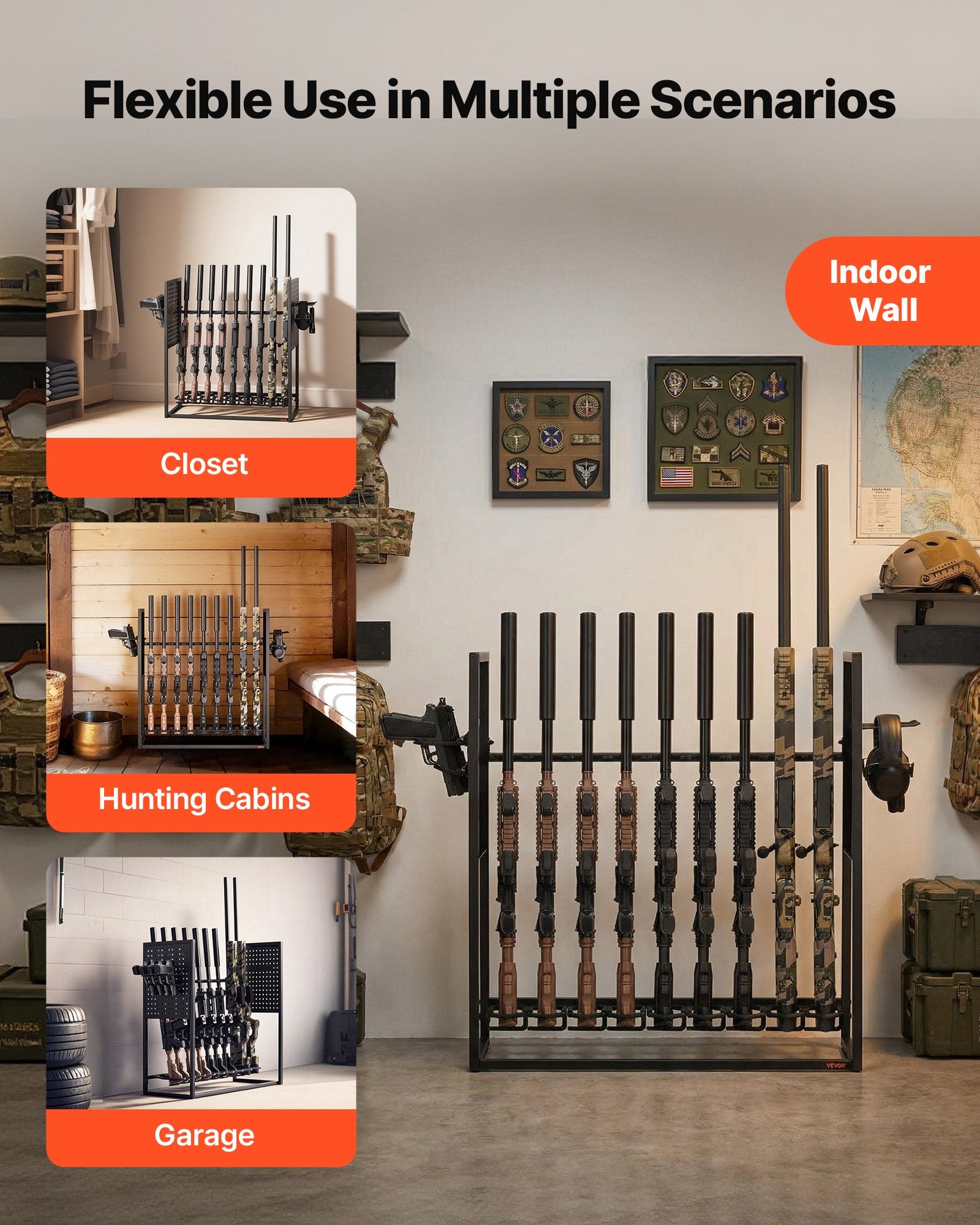 Ginklų stovas VEVOR RF-SN-046, 9 šautuvams ir 4 pistoletams